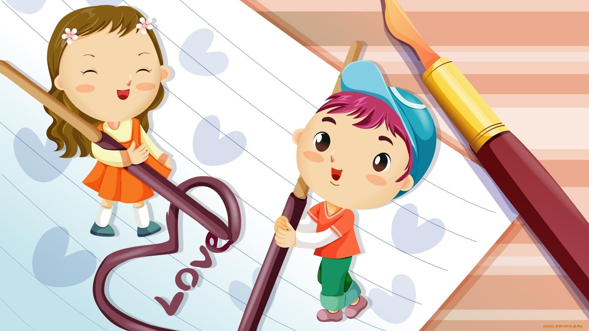 векторная, графика, дети, , children, фон, девушка, взгляд