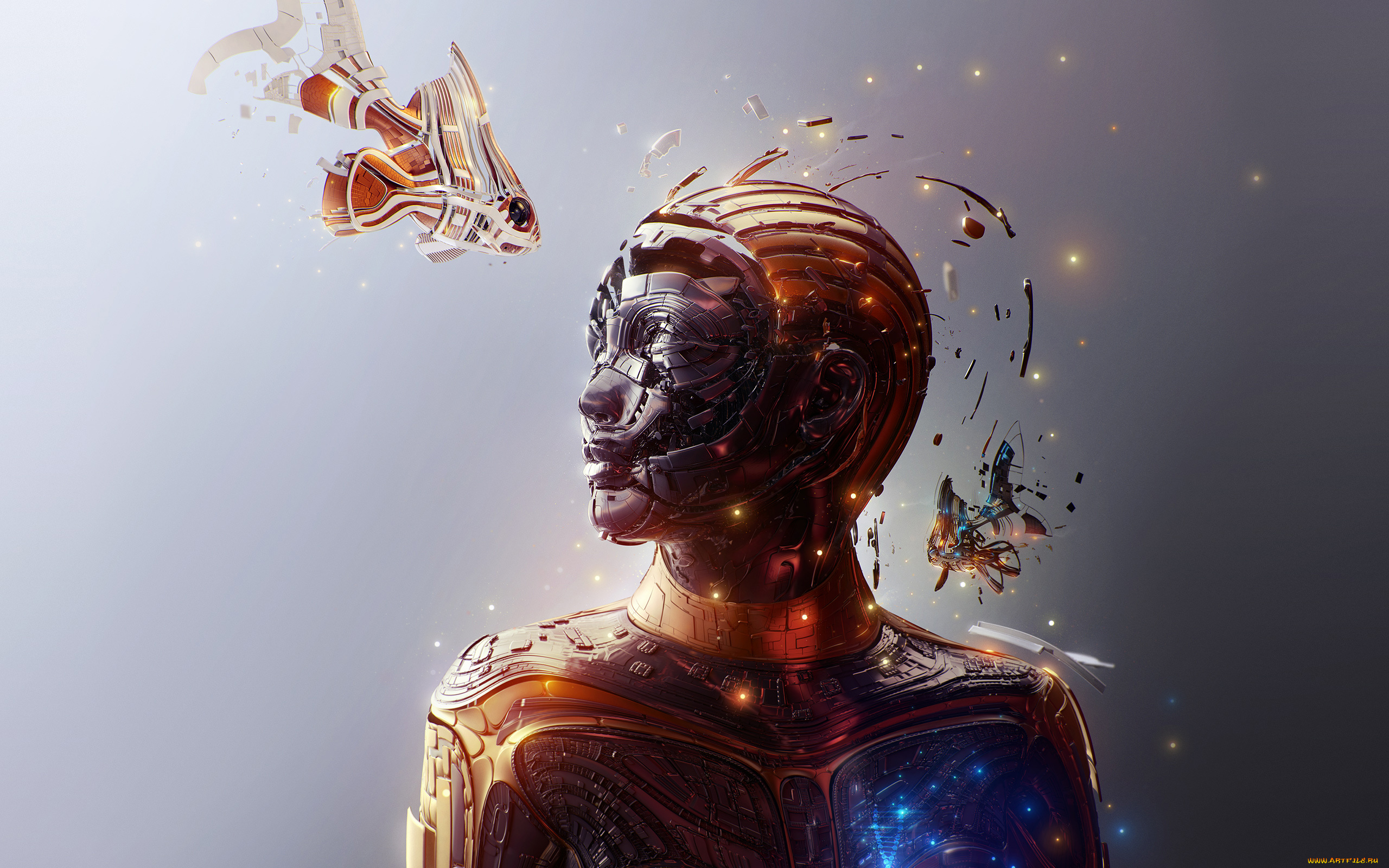 3д, графика, _science, fiction, лицо, рыба