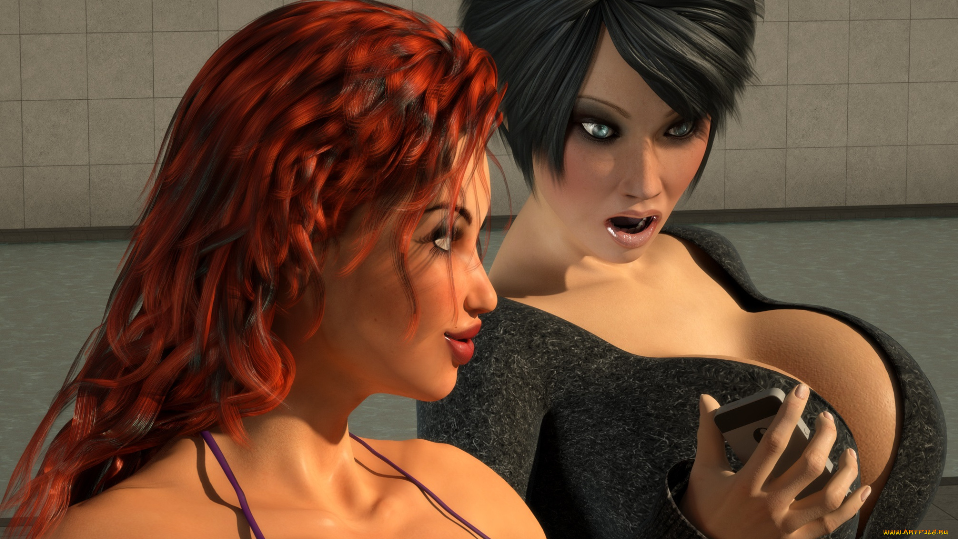 3д, графика, люди, , people, девушки, фон, взгляд