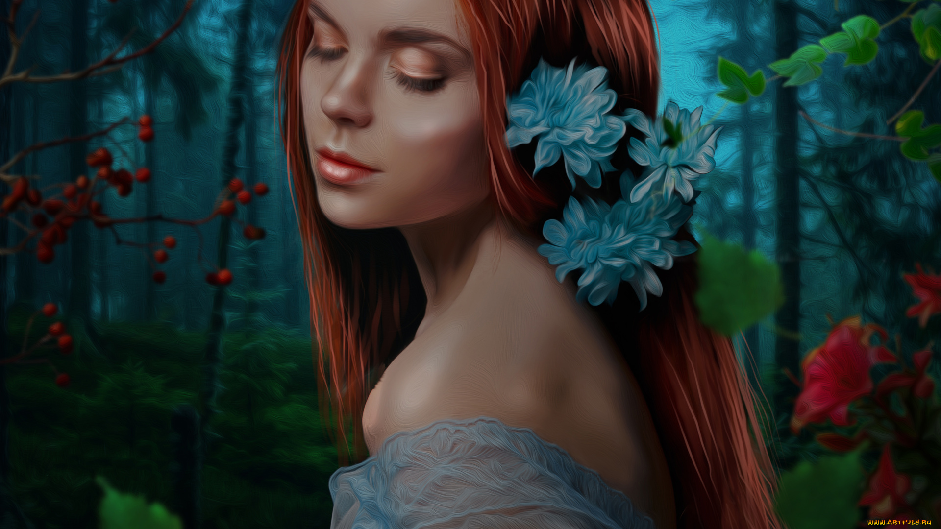 разное, компьютерный, дизайн, цветы, фон, девушка