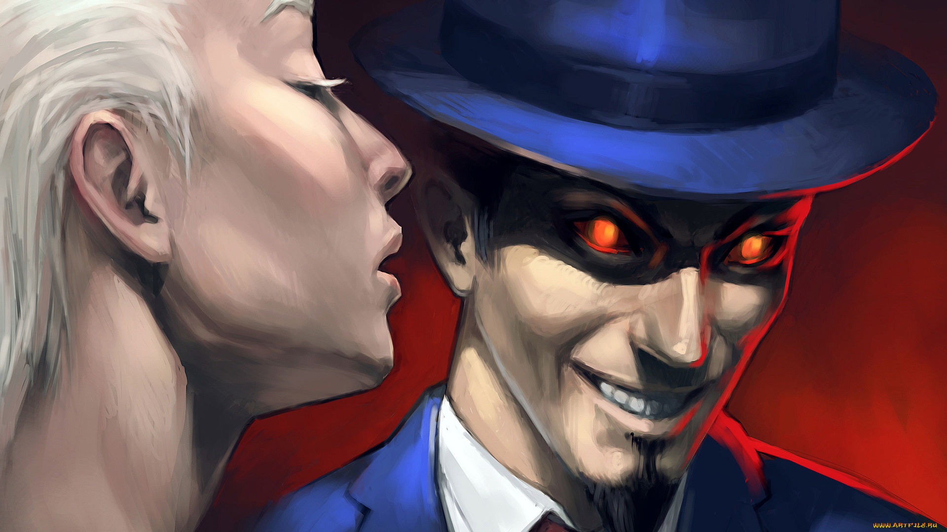 рисованное, комиксы, улыбка, фон, мужчина, девушка