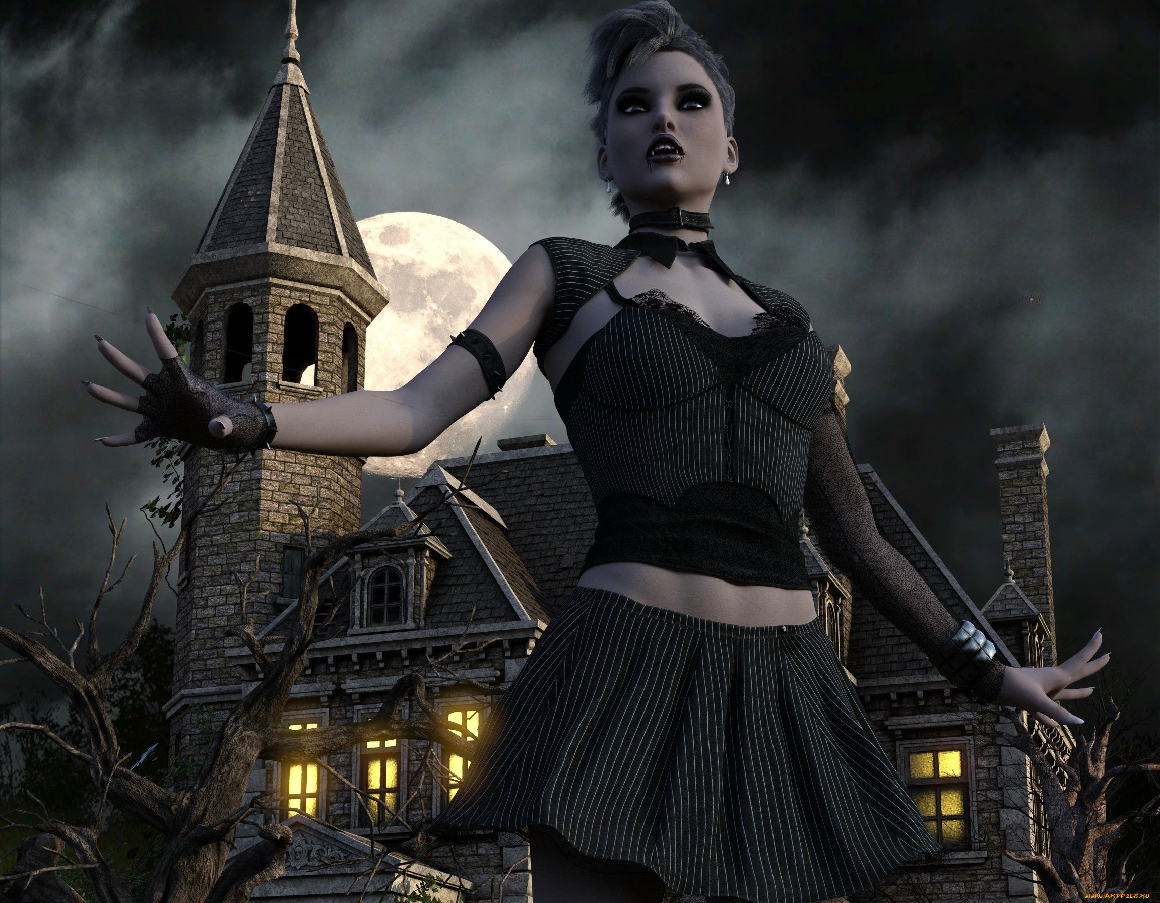 3д, графика, существа, , creatures, девушка, взгляд, фон