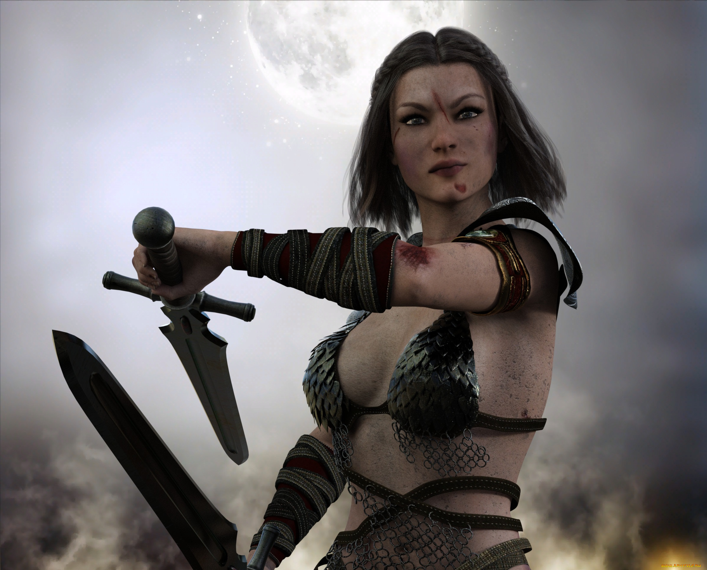 3д, графика, фантазия, , fantasy, фон, взгляд, девушка