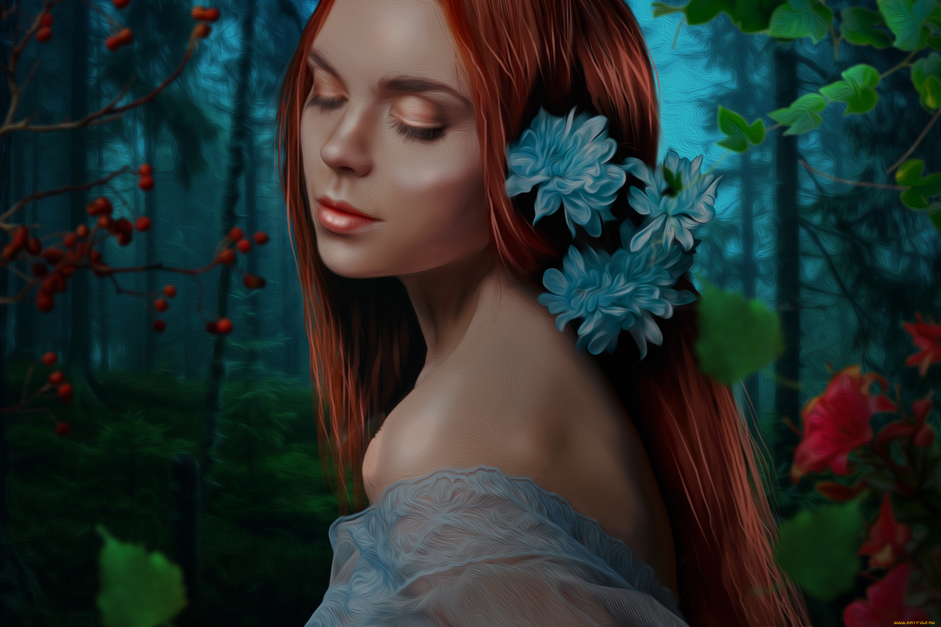 разное, компьютерный, дизайн, цветы, фон, девушка