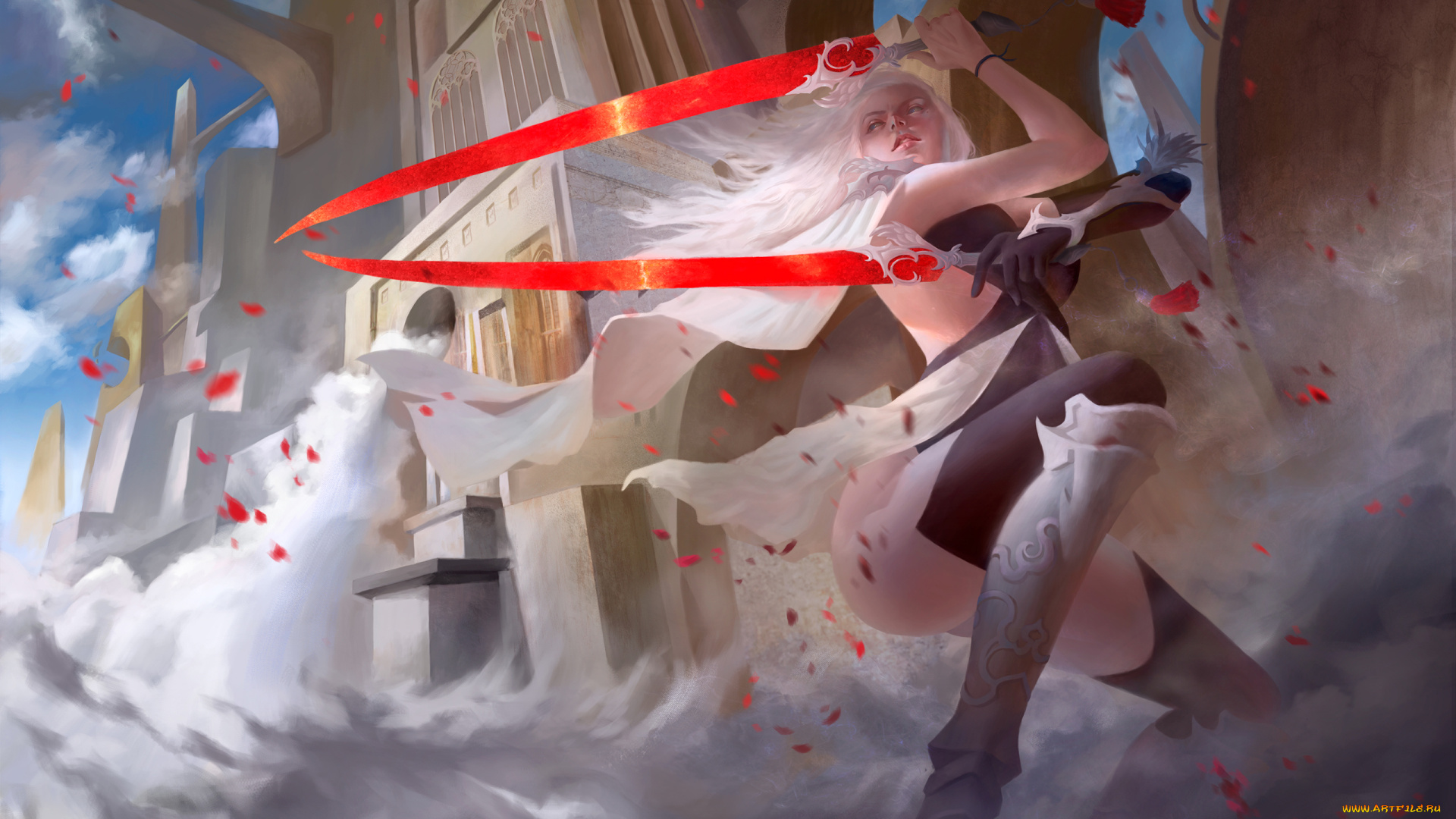 фэнтези, девушки, девушка, фон, униформа, сабля