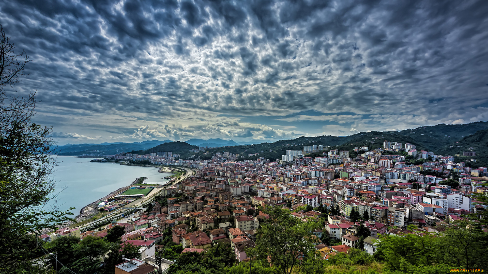 города, -, панорамы, giresun, здания, панорама, турция