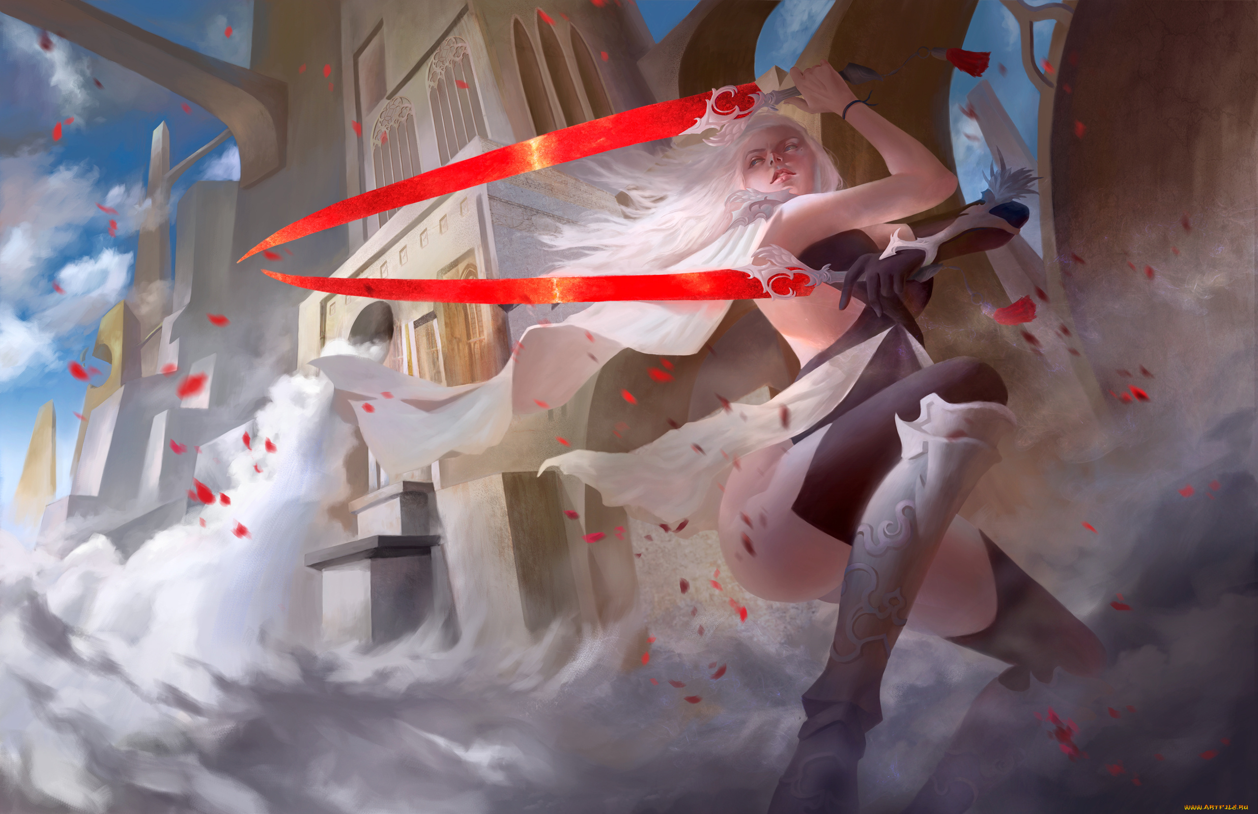 фэнтези, девушки, девушка, фон, униформа, сабля