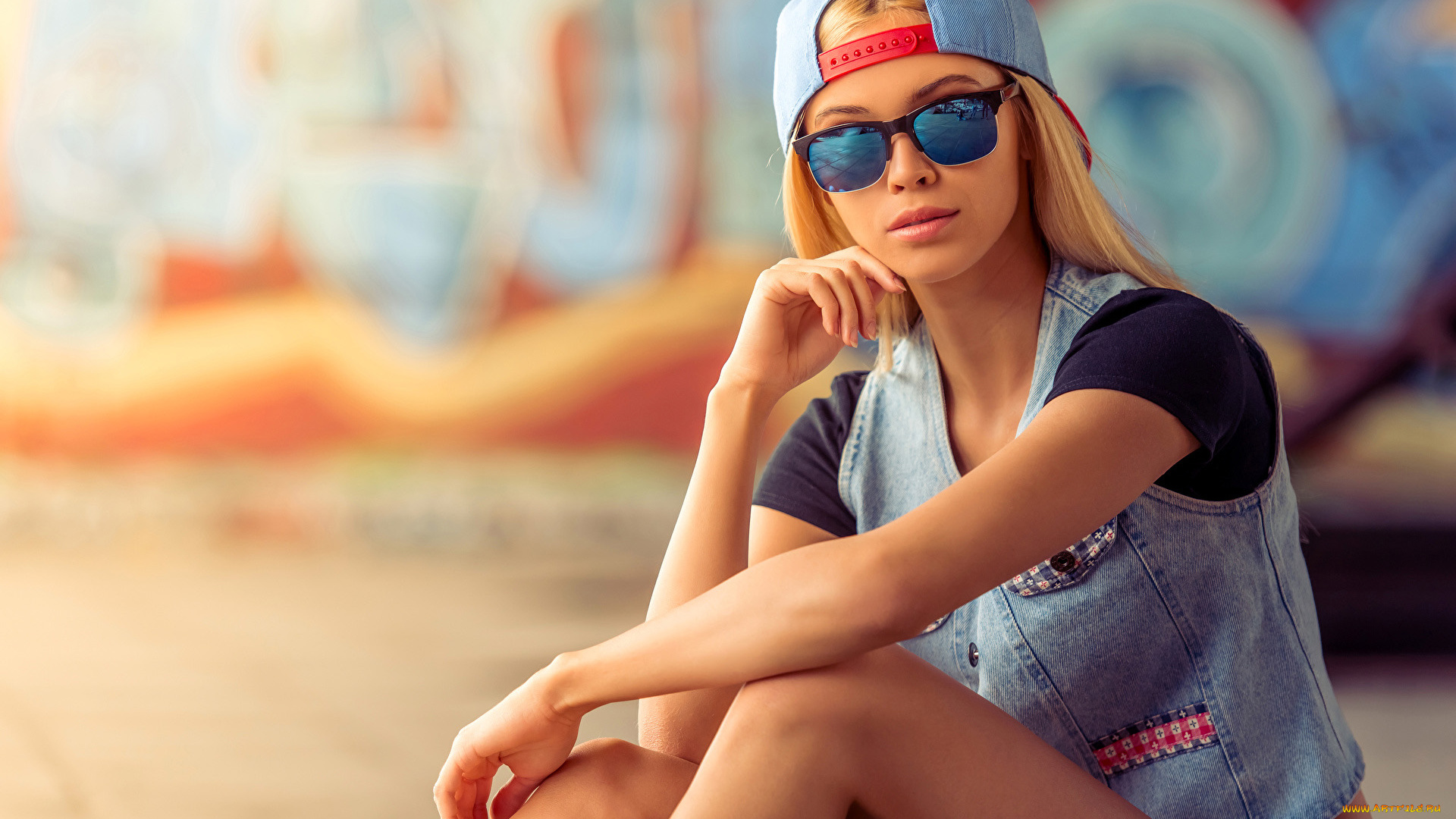 девушки, -, блондинки, , светловолосые, блондинка, очки, бейсболка