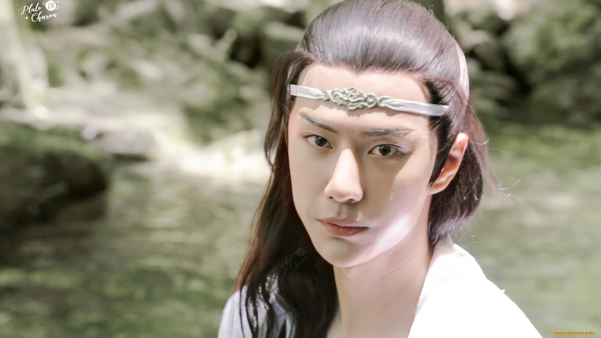 мужчины, wang, yi, bo, актер, лицо, полотенце, озеро