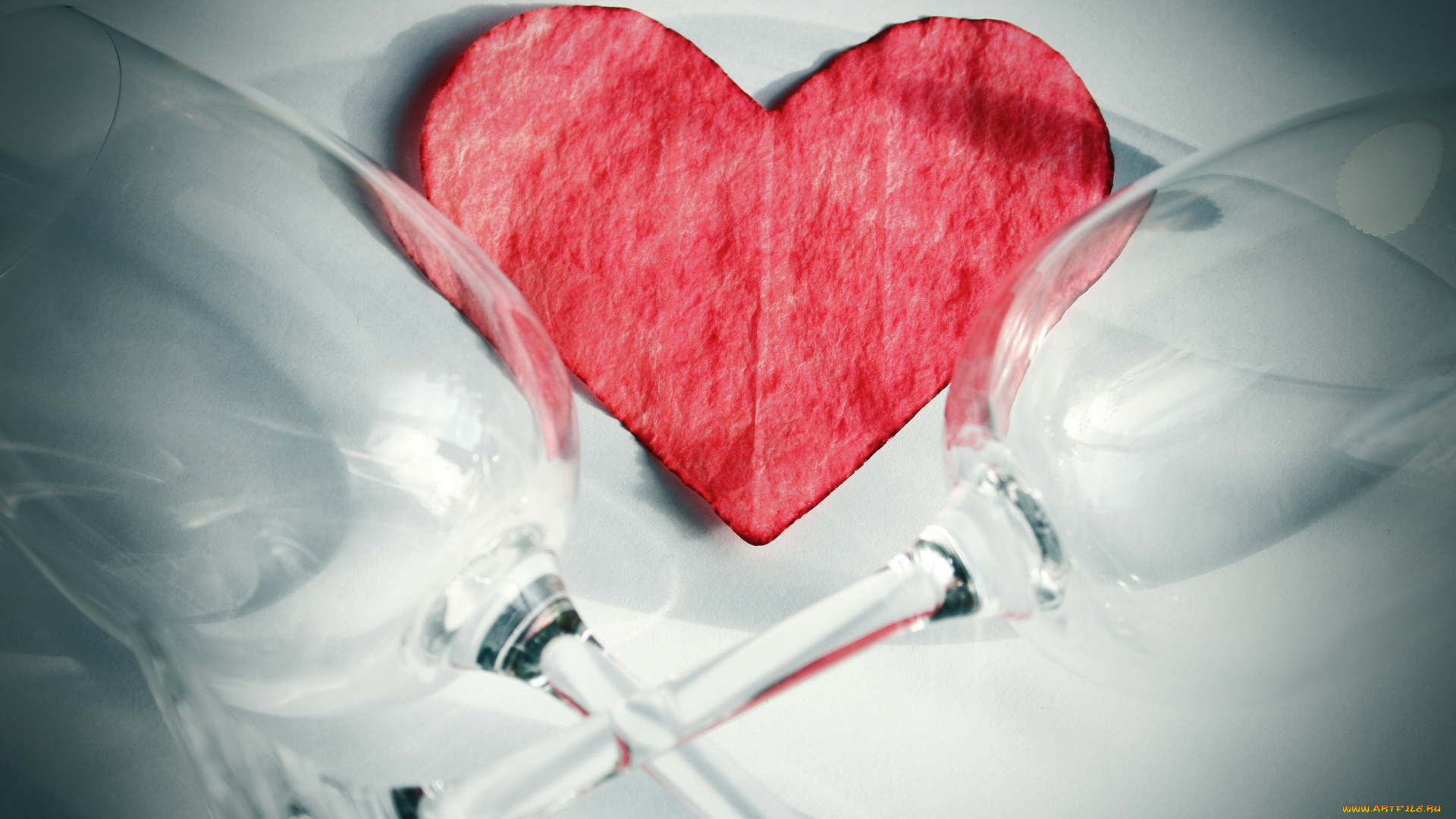 праздничные, день, святого, валентина, , сердечки, , любовь, бокалы, сердечко