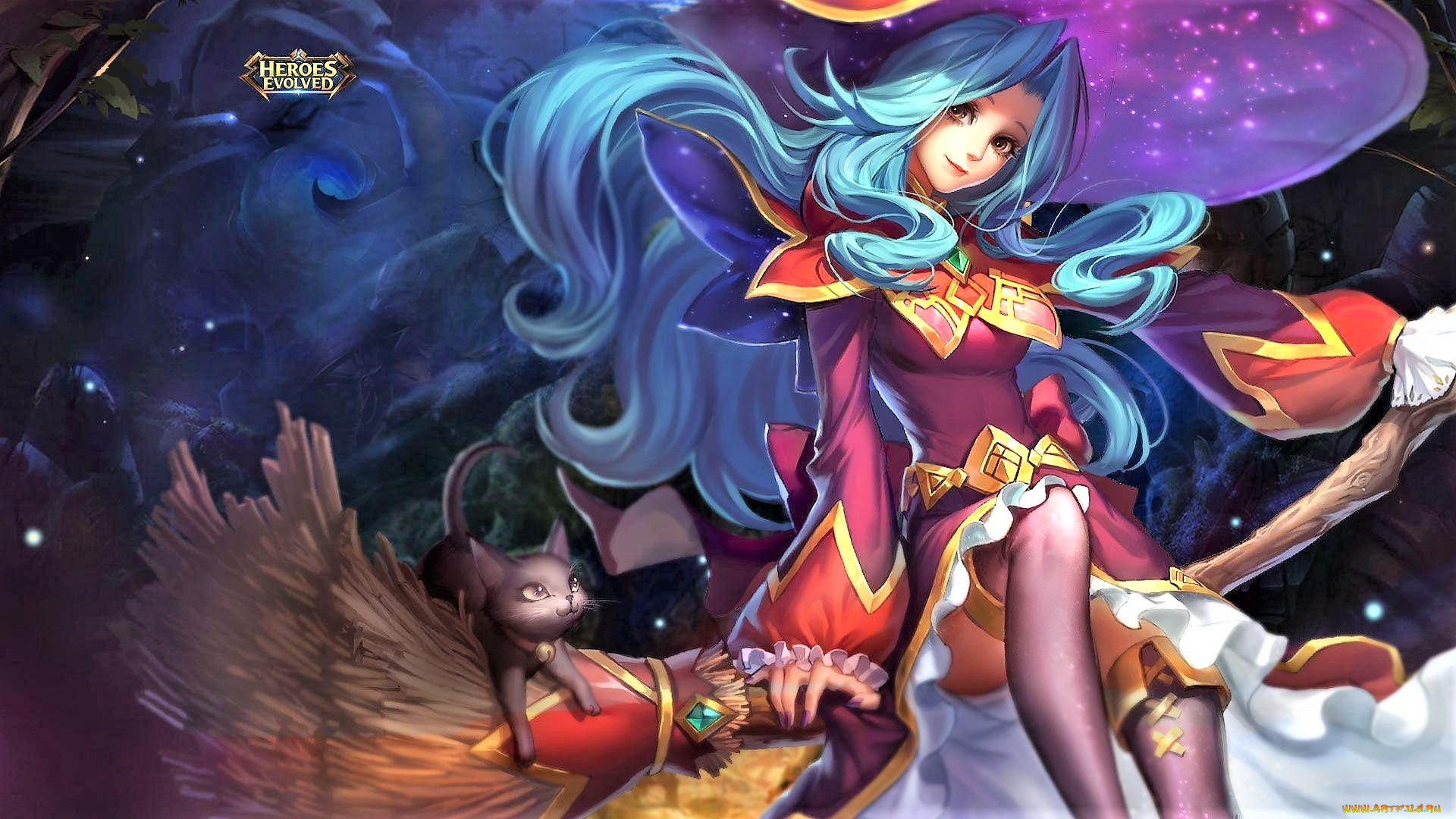 видео, игры, heroes, evolved, девушка, метла, кошка