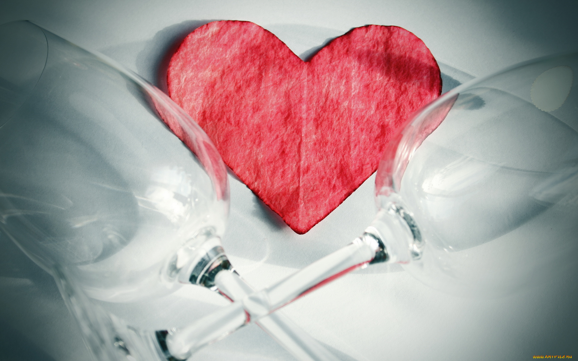 праздничные, день, святого, валентина, , сердечки, , любовь, бокалы, сердечко