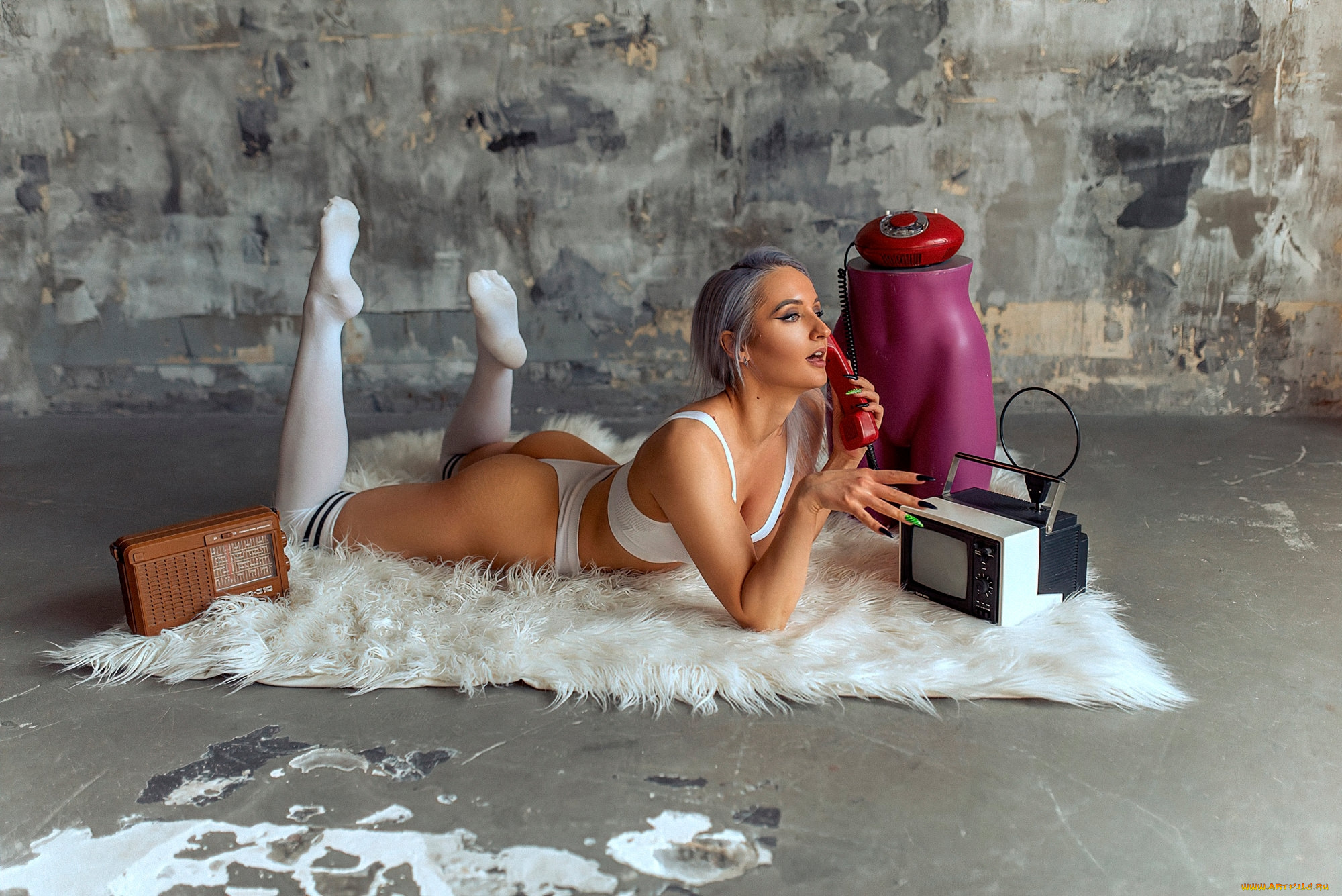 девушки, -, рыжеволосые, и, разноцветные, ретро