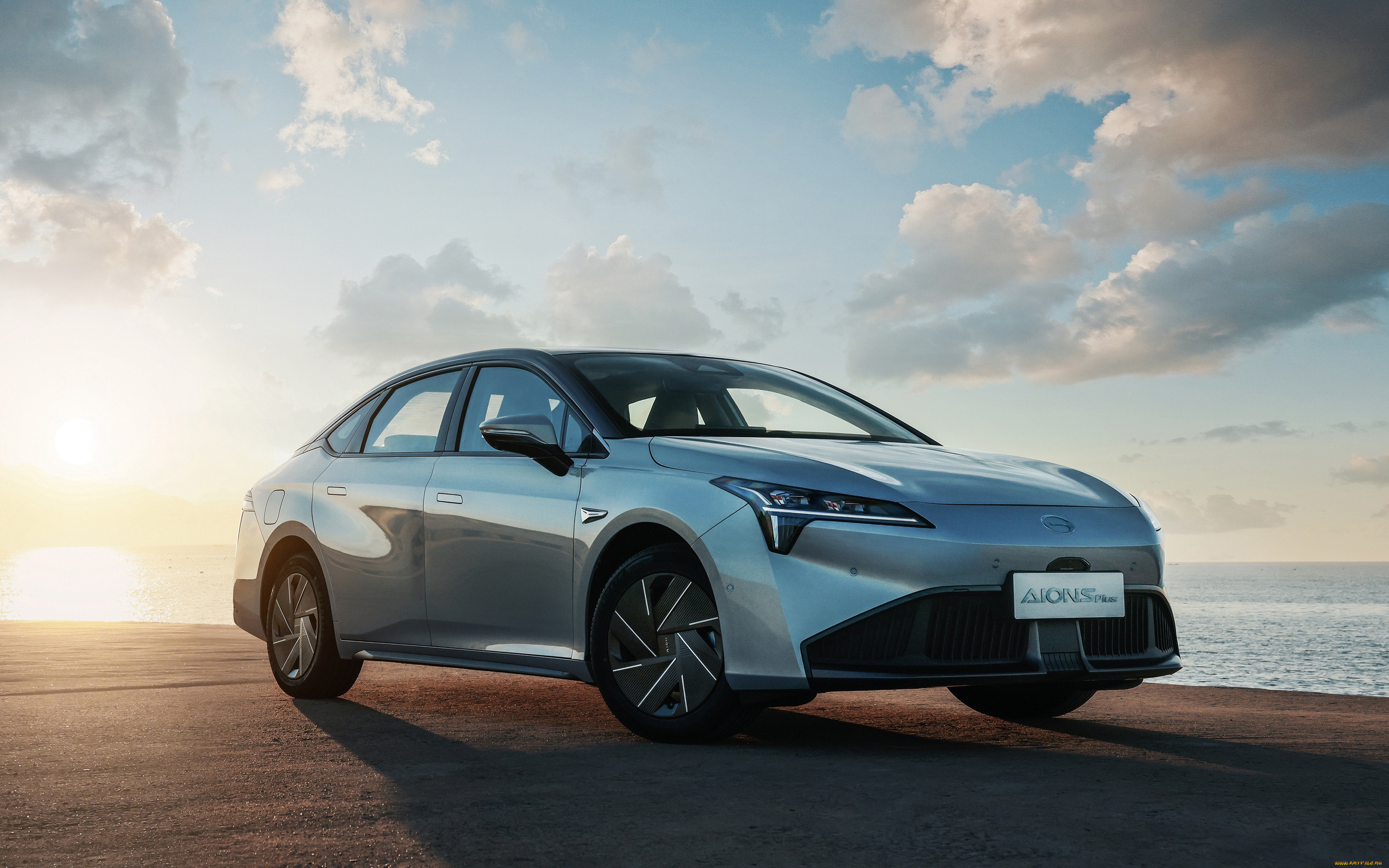 автомобили, gac, aion, s, plus, 4k, побережье, 2021, года, электромобили, китайские