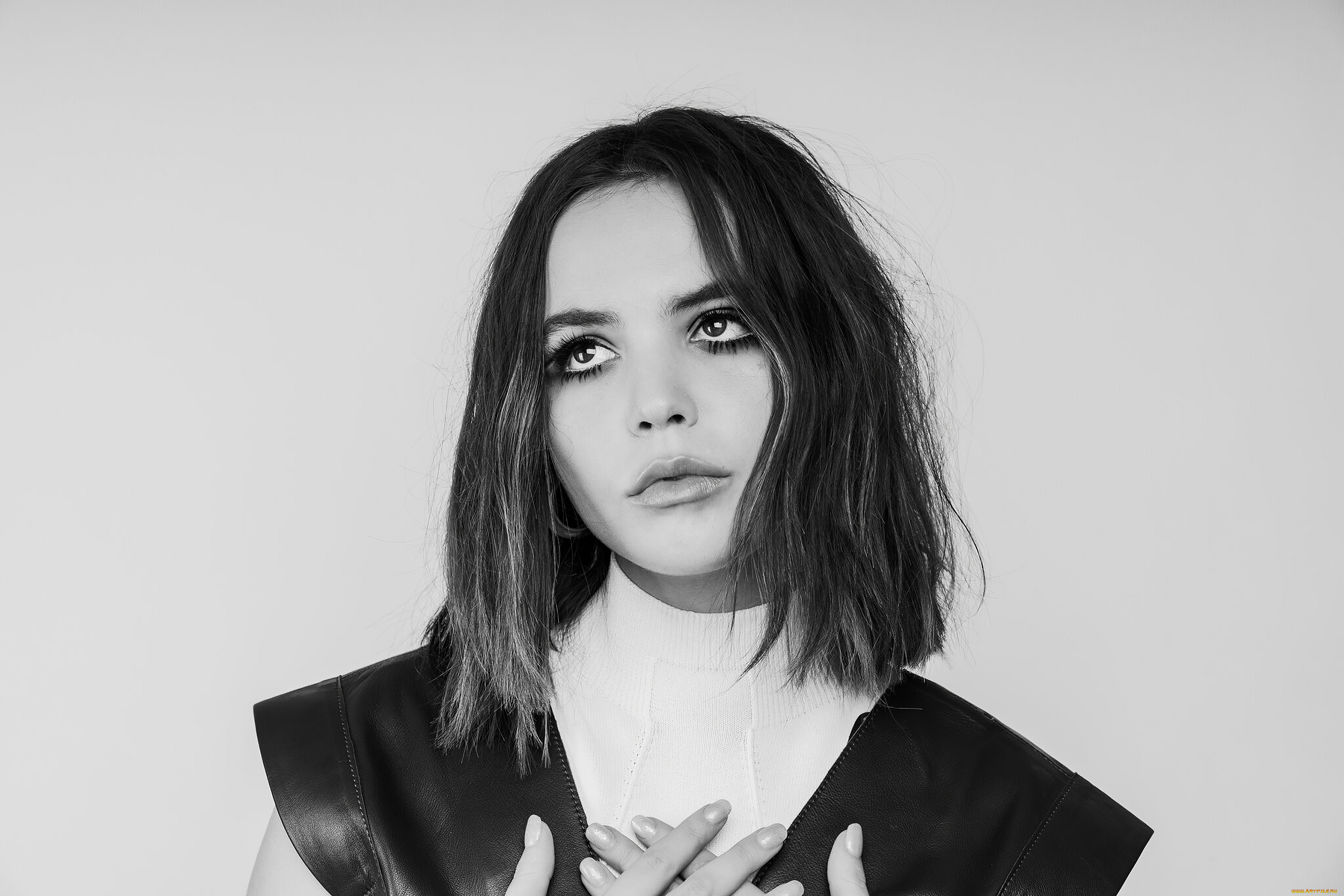 девушки, bailee, madison, черно-белая, лицо