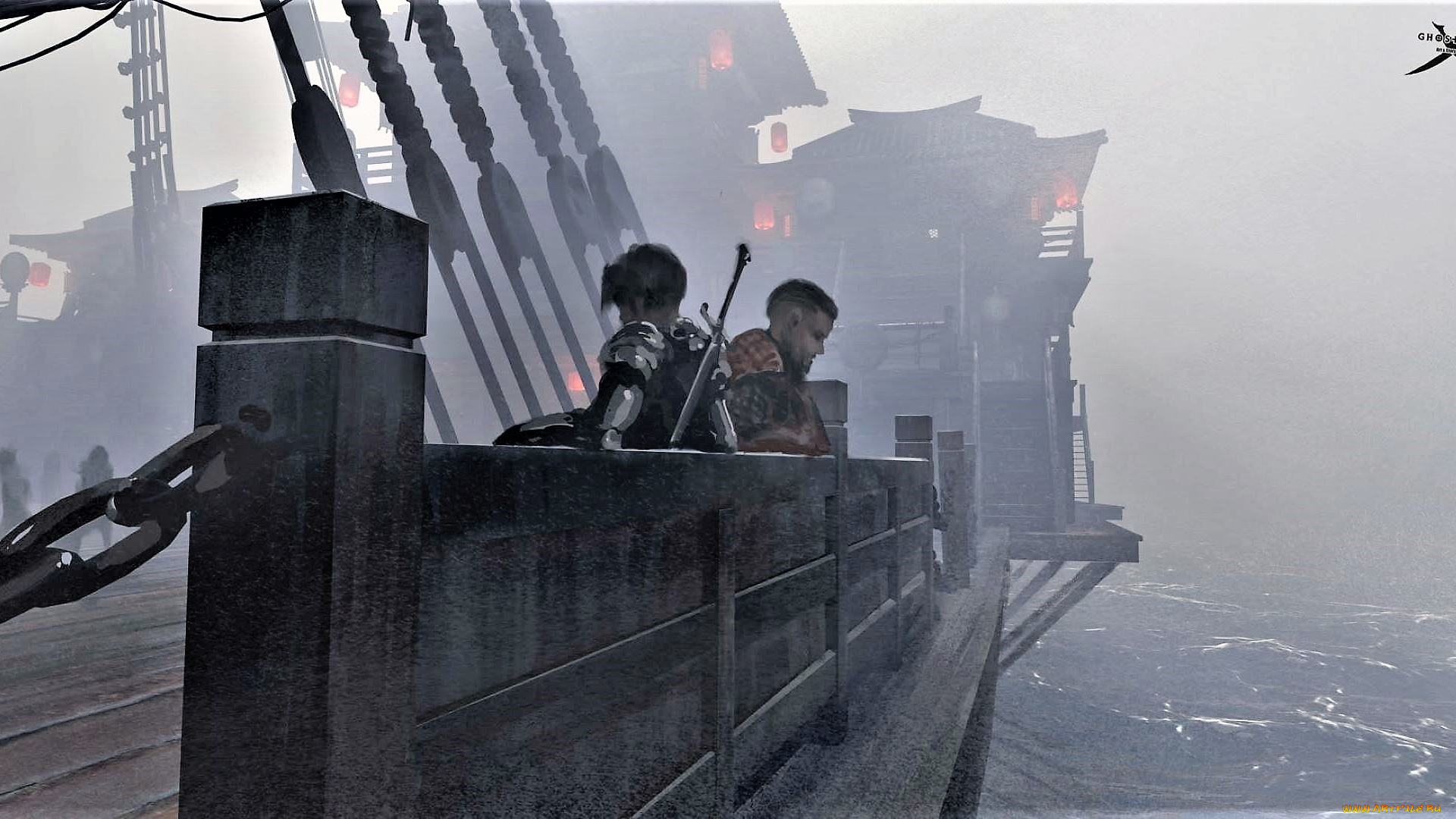 фэнтези, _ghost, blade, , , призрачный, клинок, корабль, люди, меч