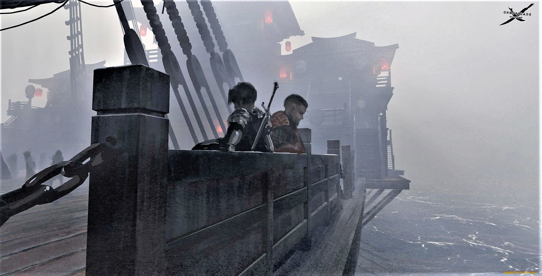 фэнтези, _ghost, blade, , , призрачный, клинок, корабль, люди, меч