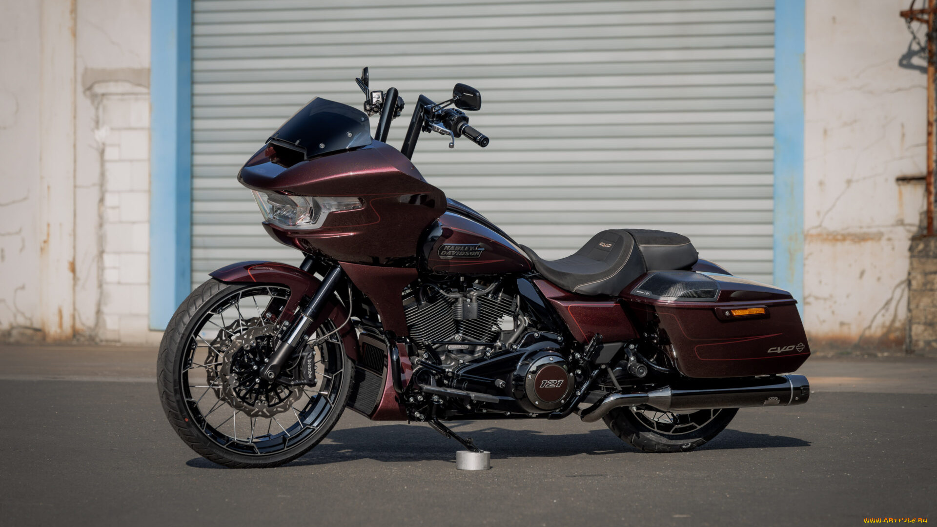 мотоциклы, harley-davidson, cvo, road, glide, customized, custombike, red, bullet