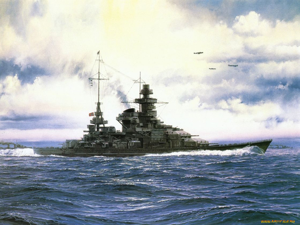 корабли, рисованные