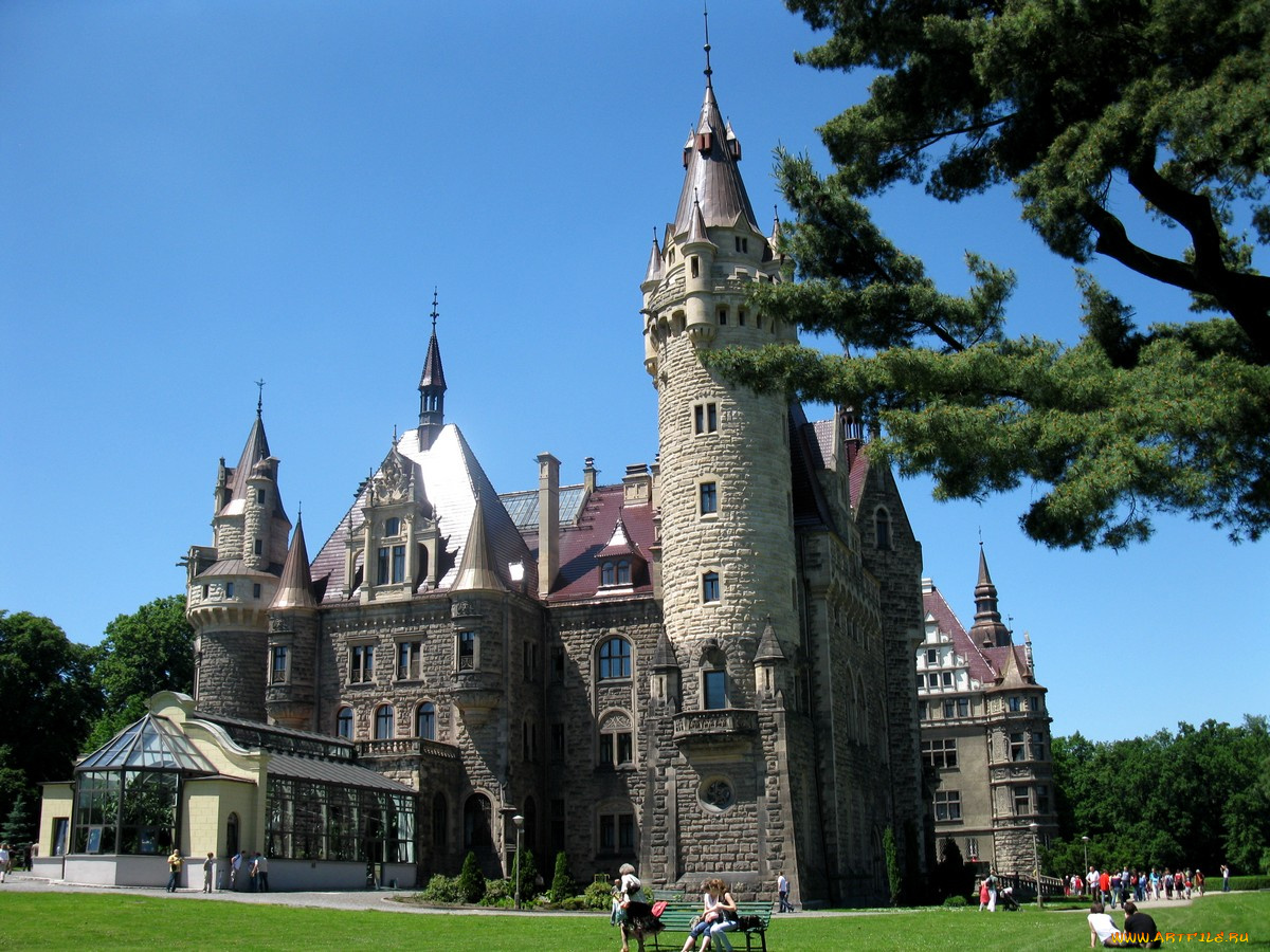 moszna, poland, города, дворцы, замки, крепости