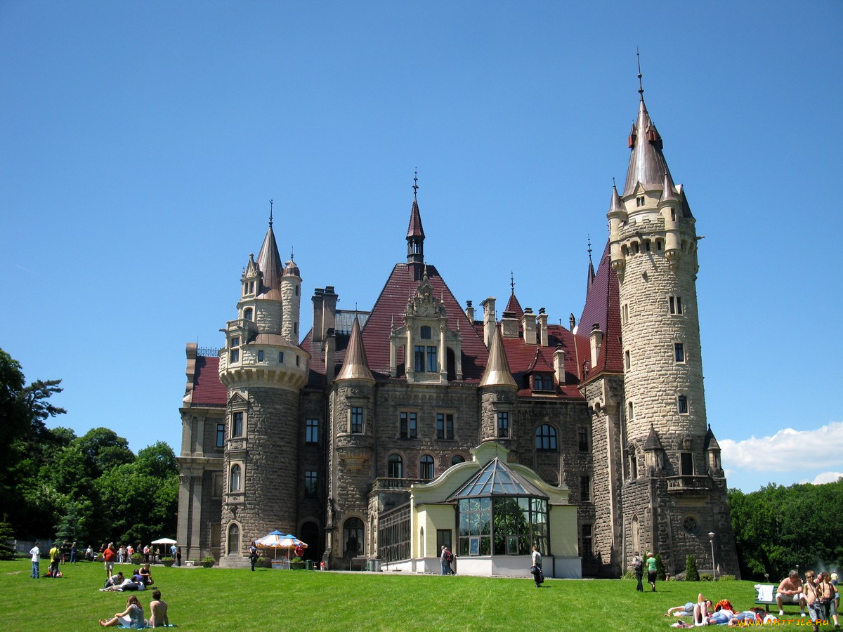 moszna, poland, города, дворцы, замки, крепости