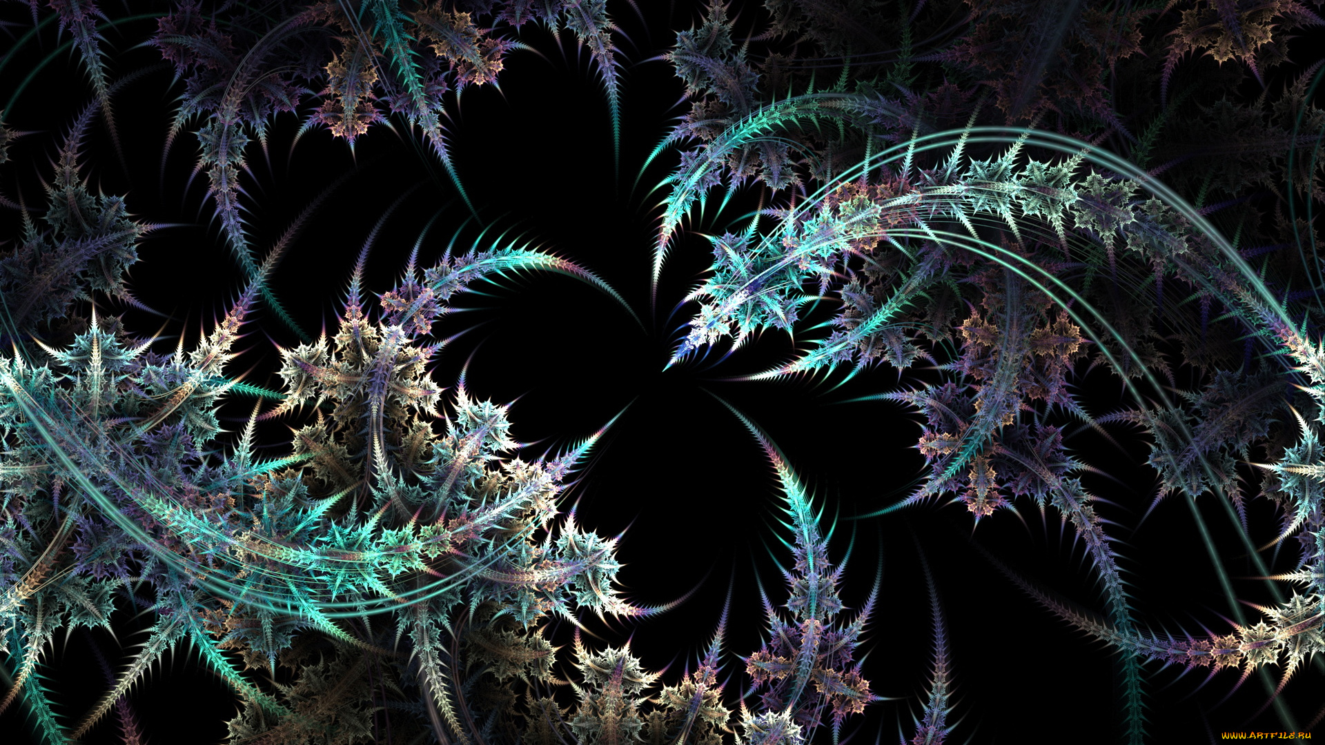 3д, графика, fractal, фракталы, абстракция, узор, тёмный