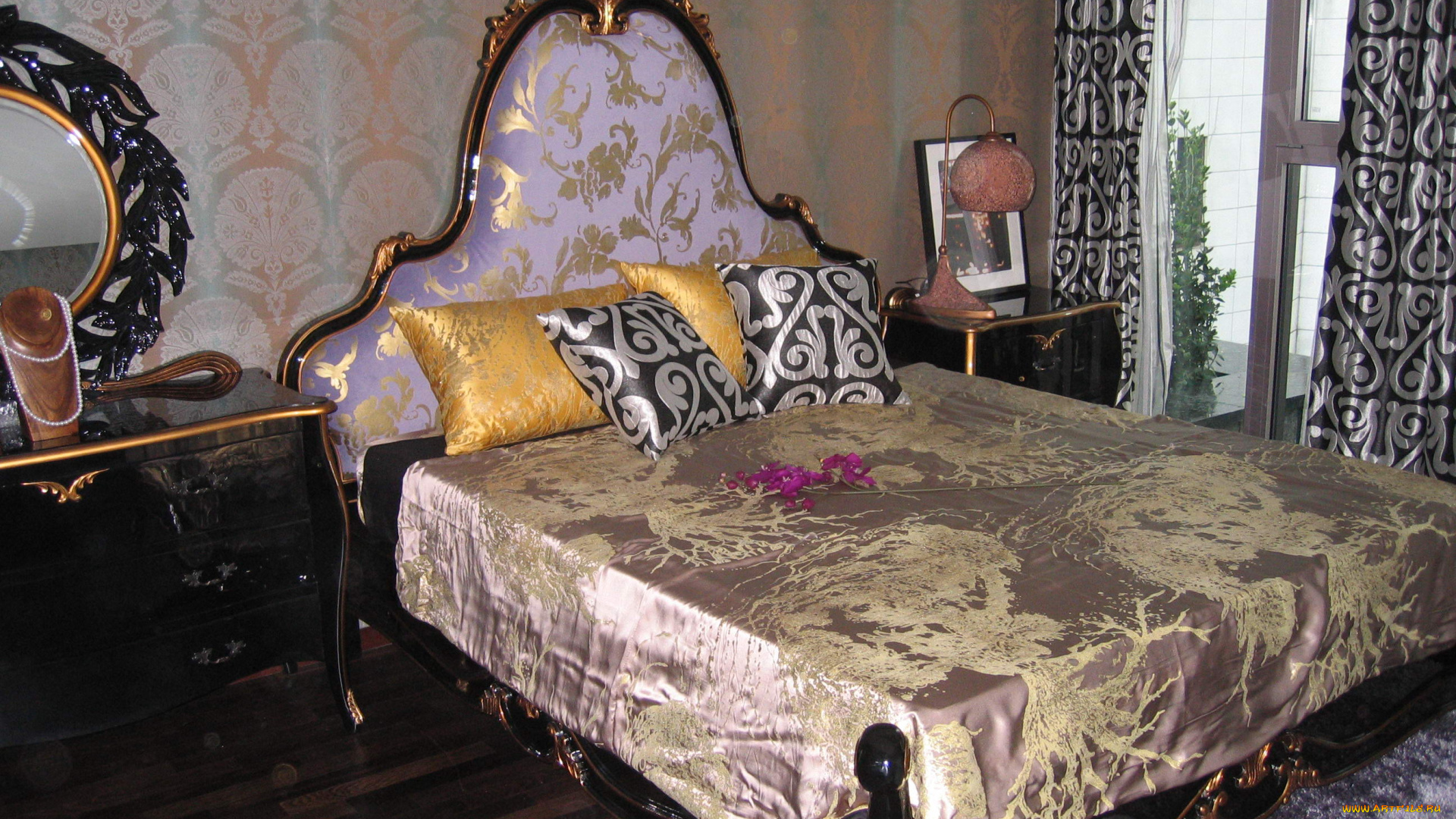 интерьер, спальня, подушки, кровать