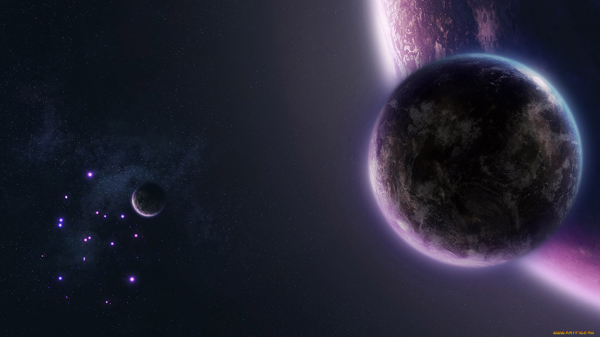 космос, арт, звезды, планеты, space