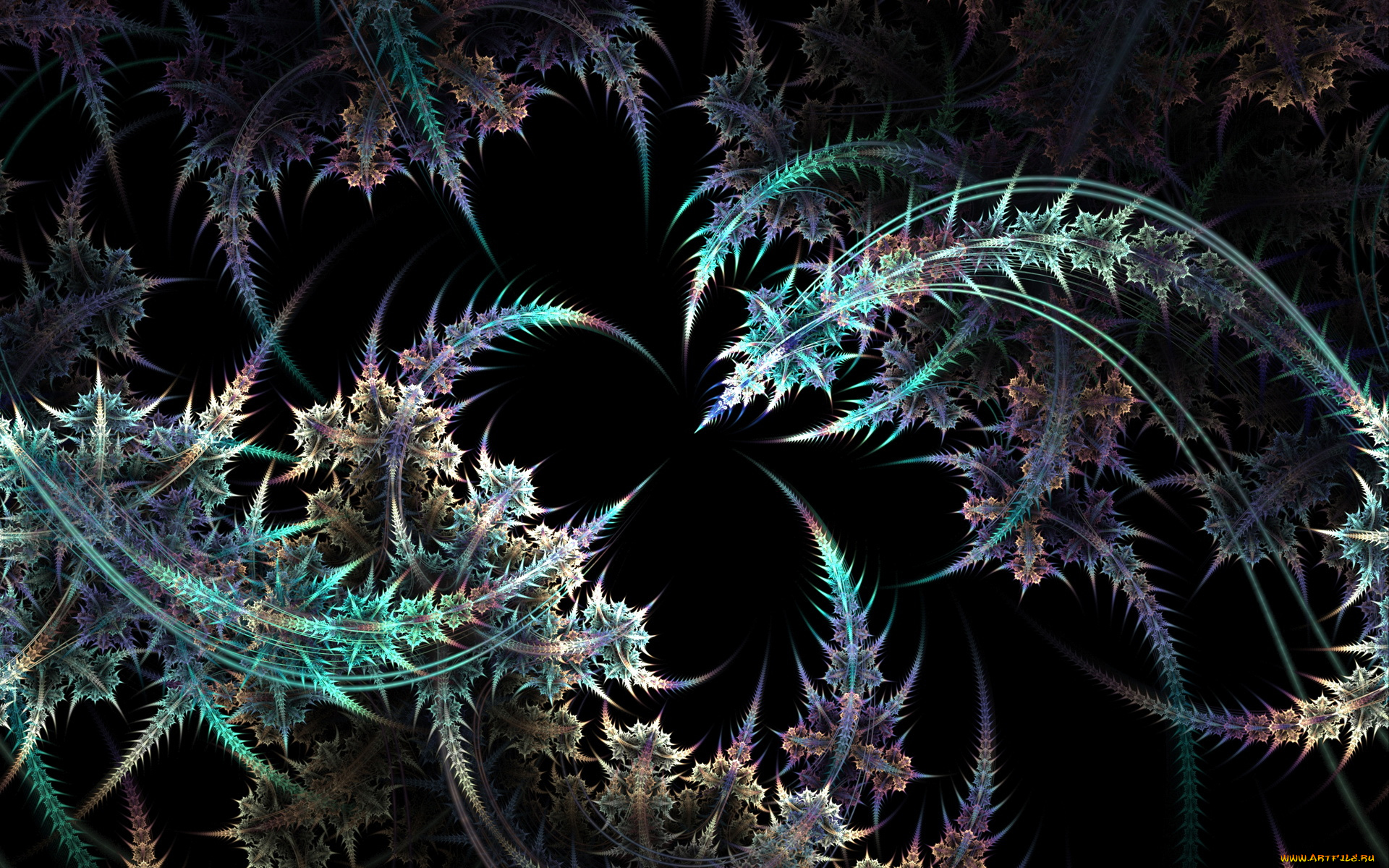 3д, графика, fractal, фракталы, абстракция, узор, тёмный