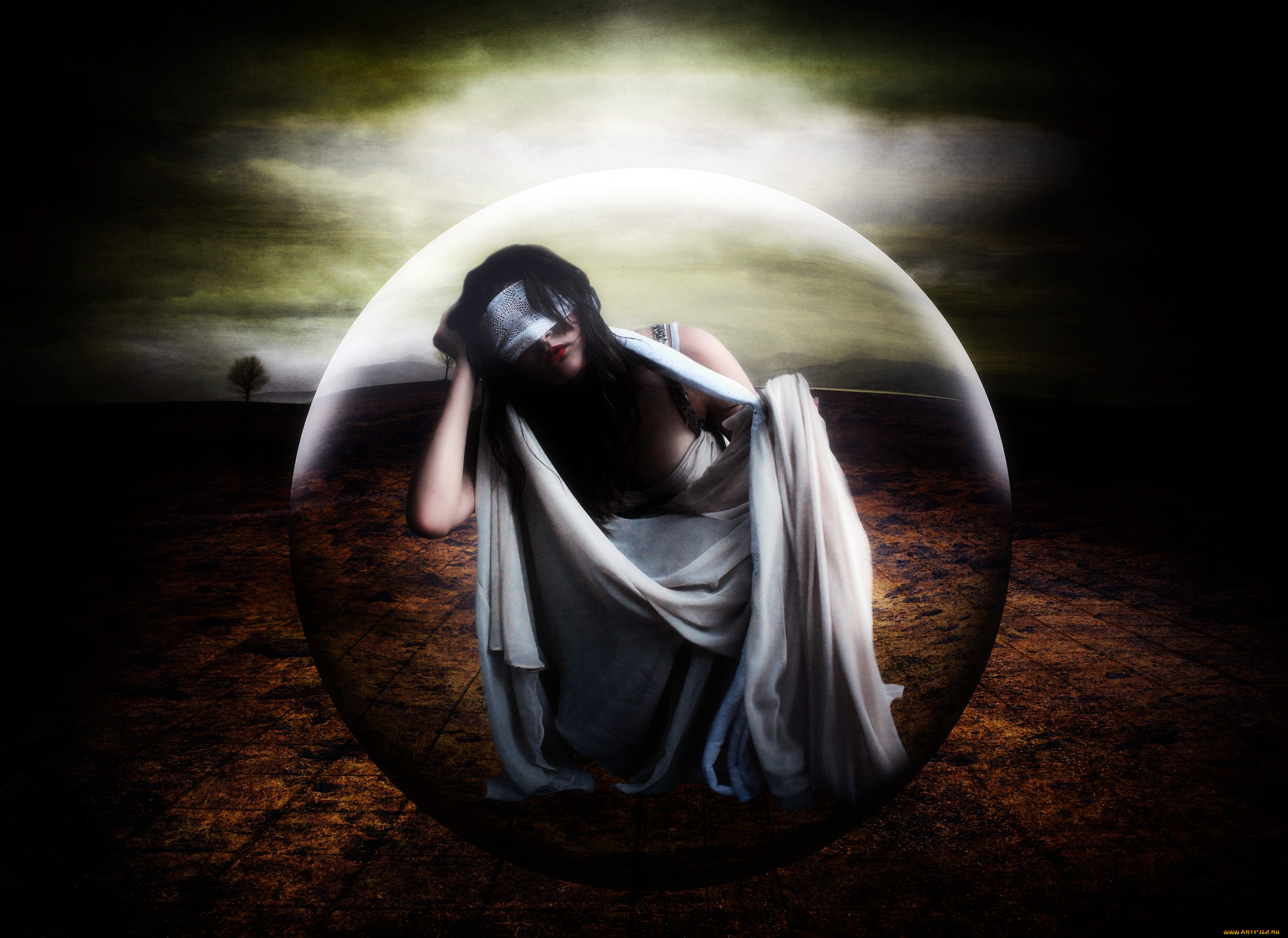 фэнтези, девушки, шар, платье, повязка