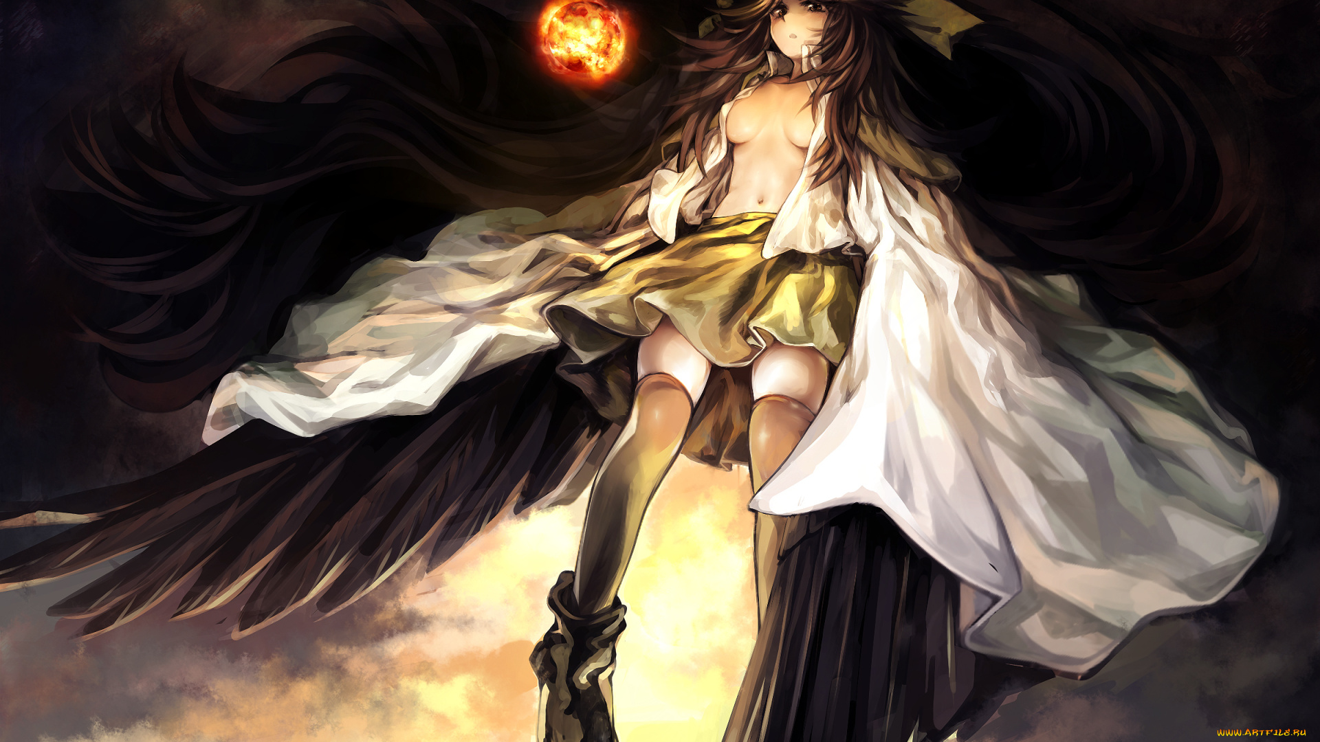 аниме, touhou, reiuji, utsuho