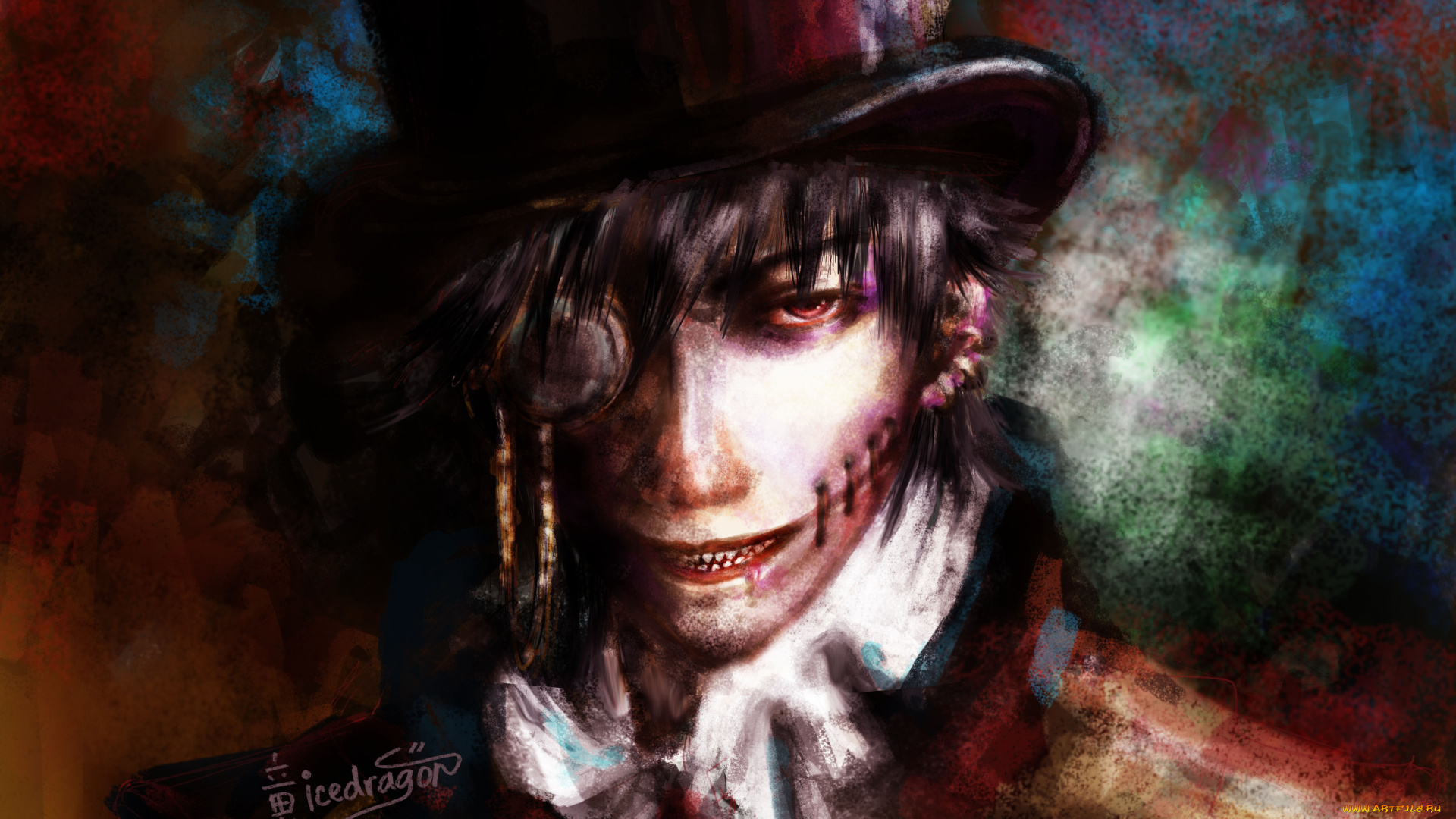 фэнтези, люди, швы, улыбка, костюм, монокль, шляпа, парень