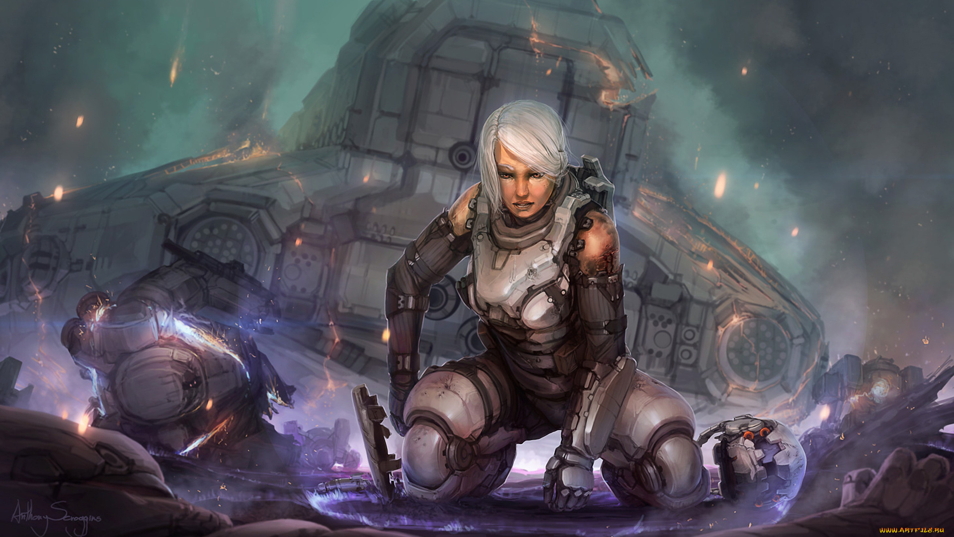 фэнтези, роботы, киборги, механизмы, девушка, звездолёт