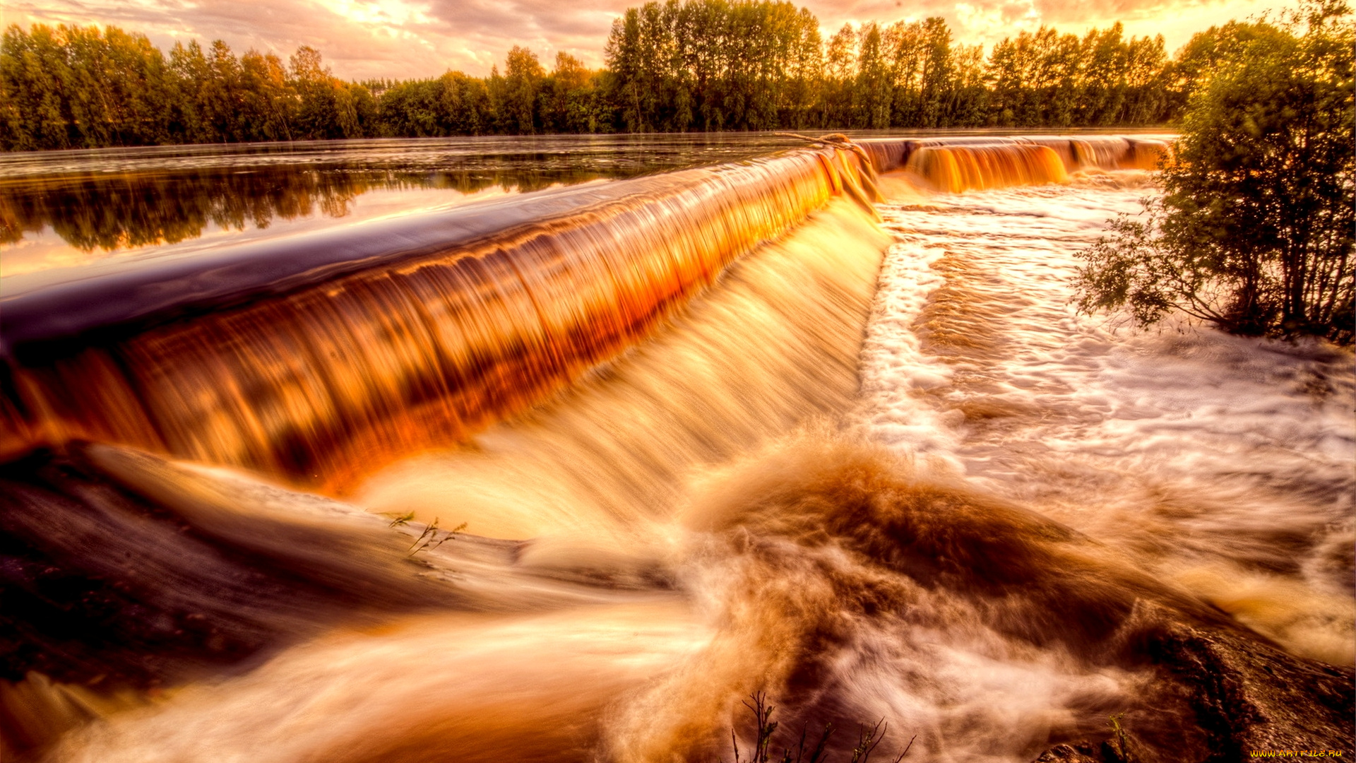 golden, river, falls, природа, водопады, красота, водопад, река, осень