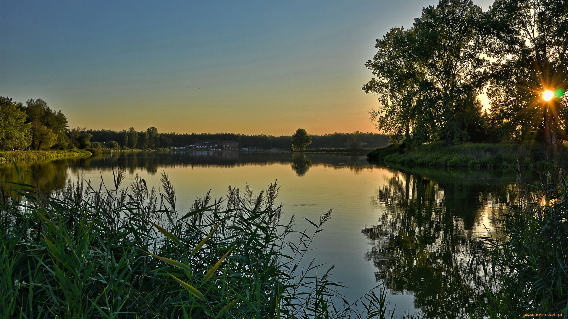 природа, реки, озера, закат, озеро