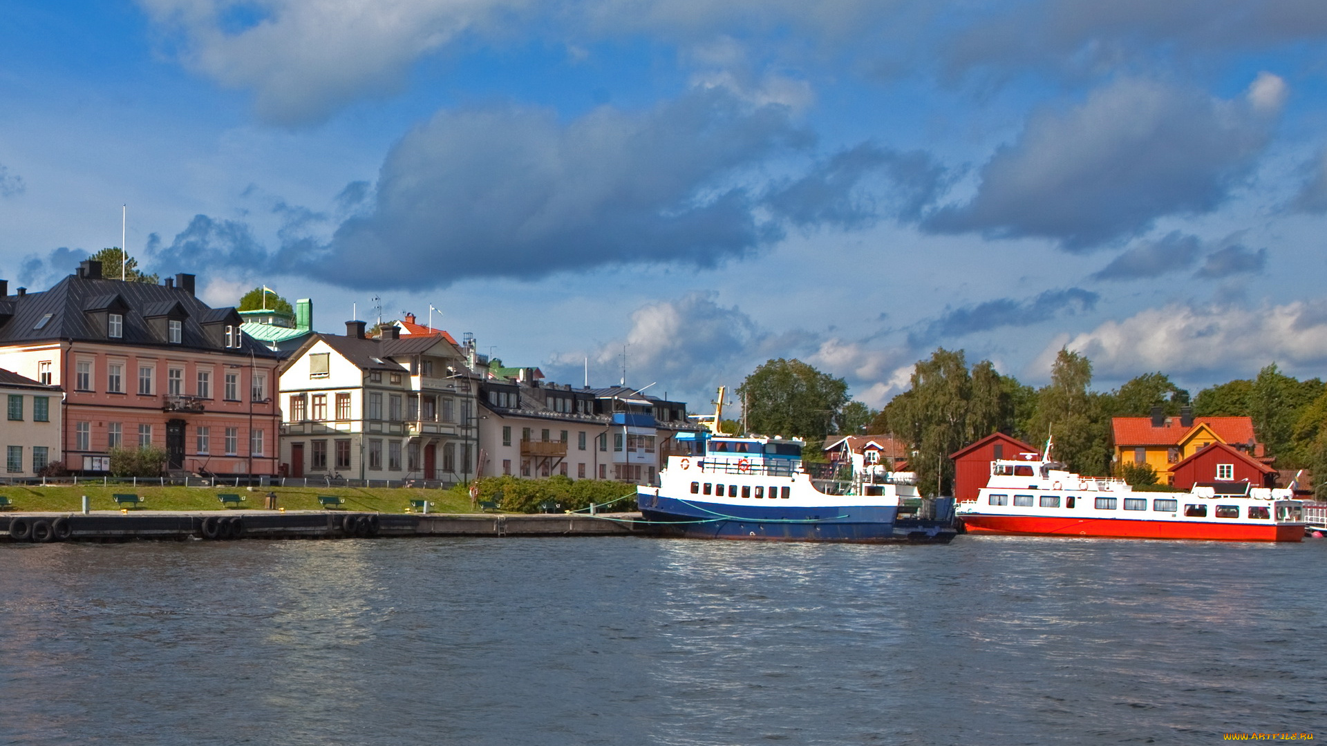 швеция, vaxholm, города, улицы, площади, набережные, суда, набережная