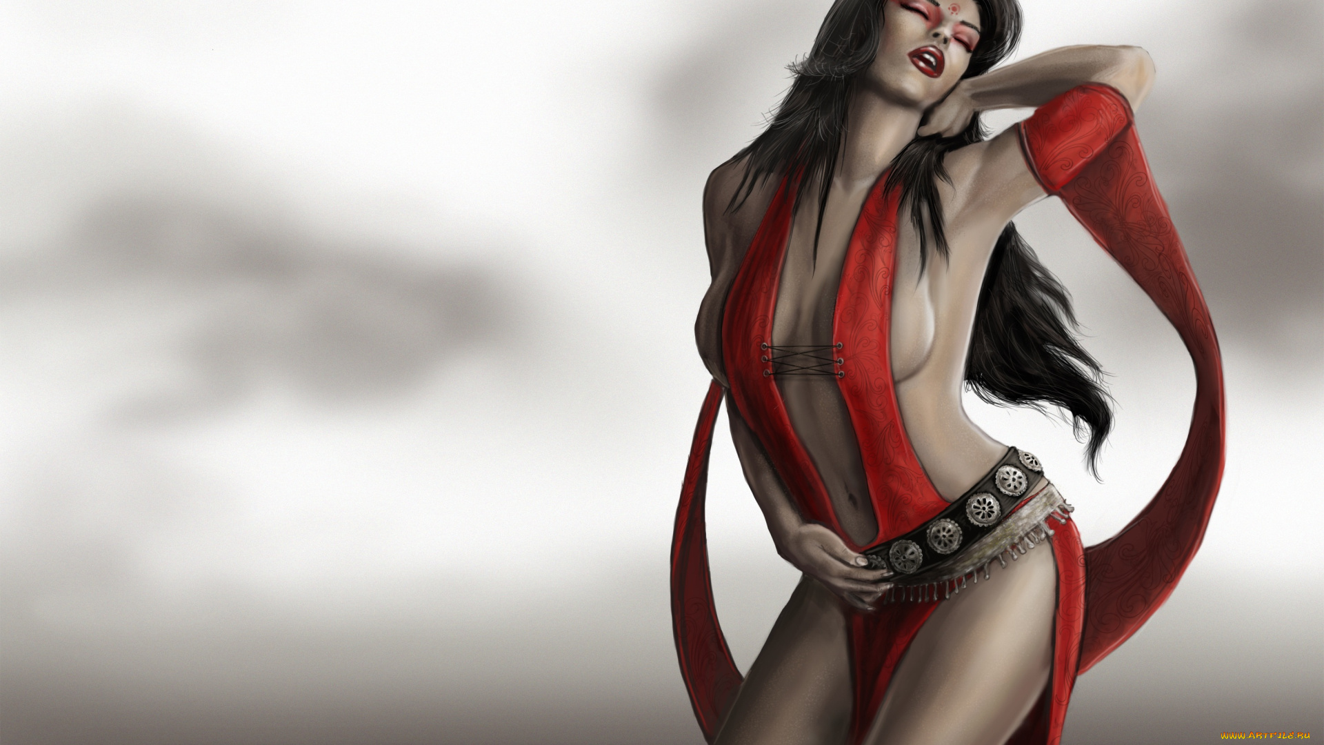 видео, игры, prince, of, persia, ленты, серый, фон, девушка, , kaileena, empress, time, поза