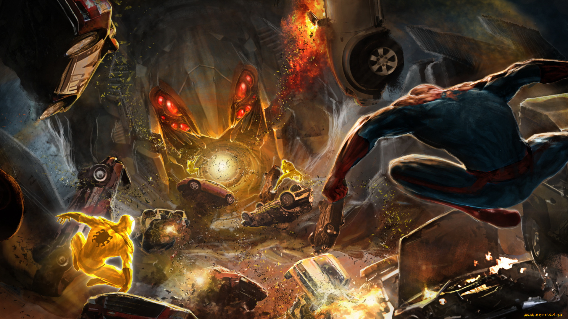 видео, игры, the, amazing, spider, man, автомобипи, взрыв