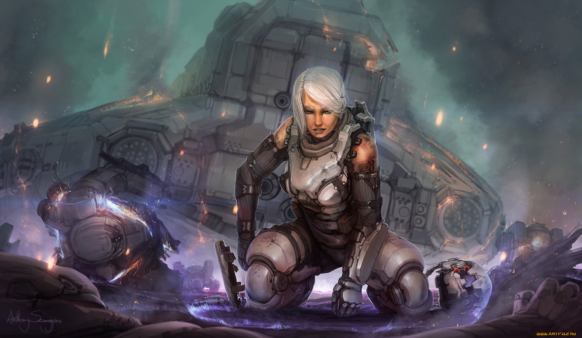 фэнтези, роботы, киборги, механизмы, девушка, звездолёт