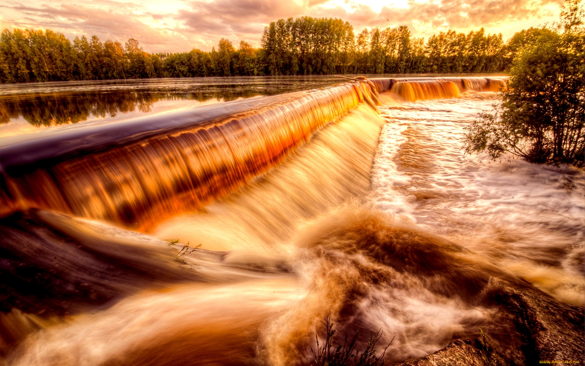 golden, river, falls, природа, водопады, красота, водопад, река, осень