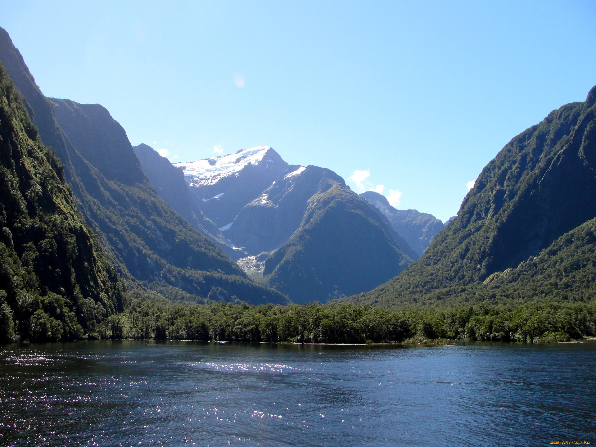 fiordland, national, park, новая, зеландия, природа, реки, озера, река, горы