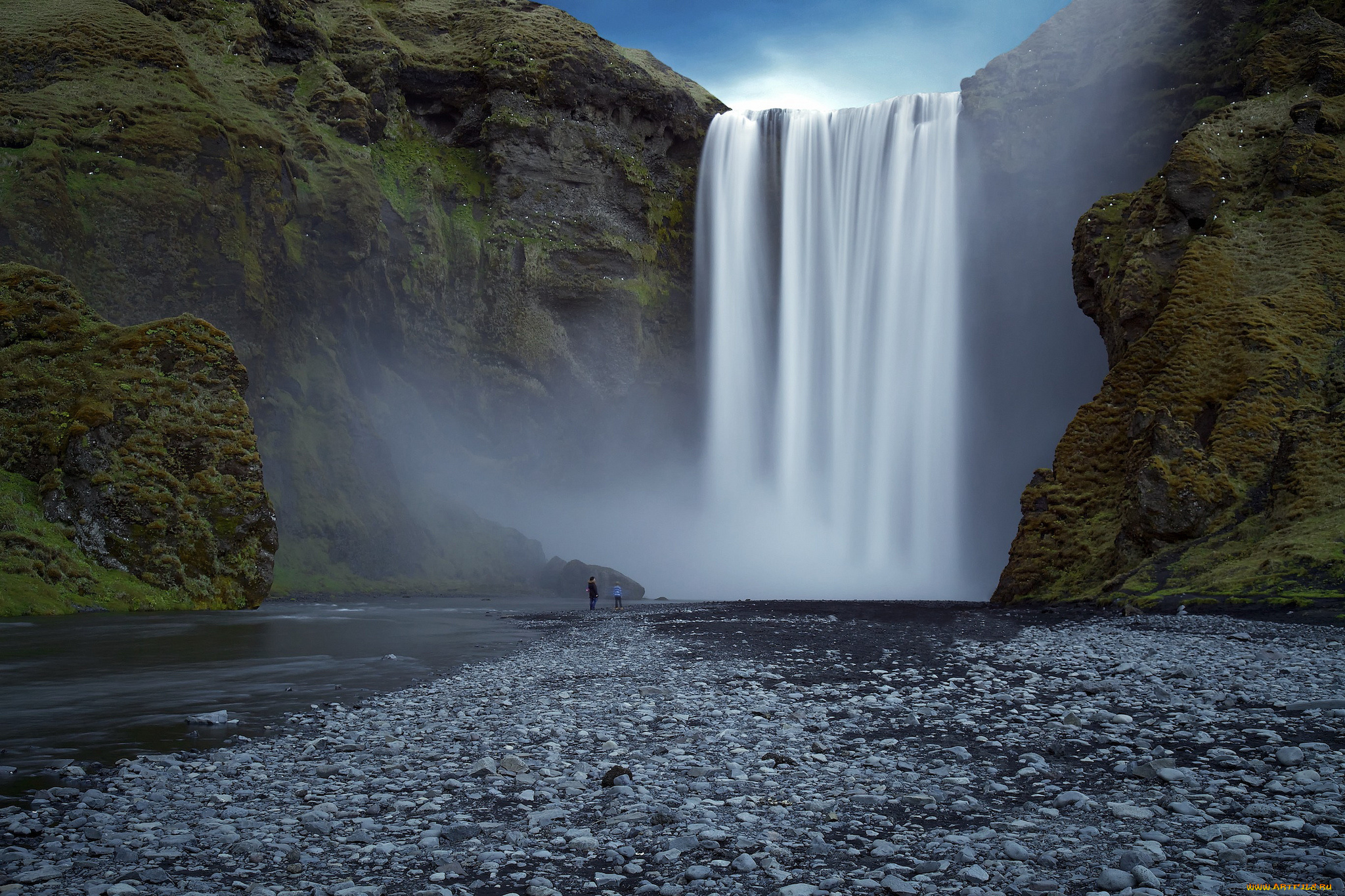skogafoss, iceland, природа, водопады, исландия, поток, скала