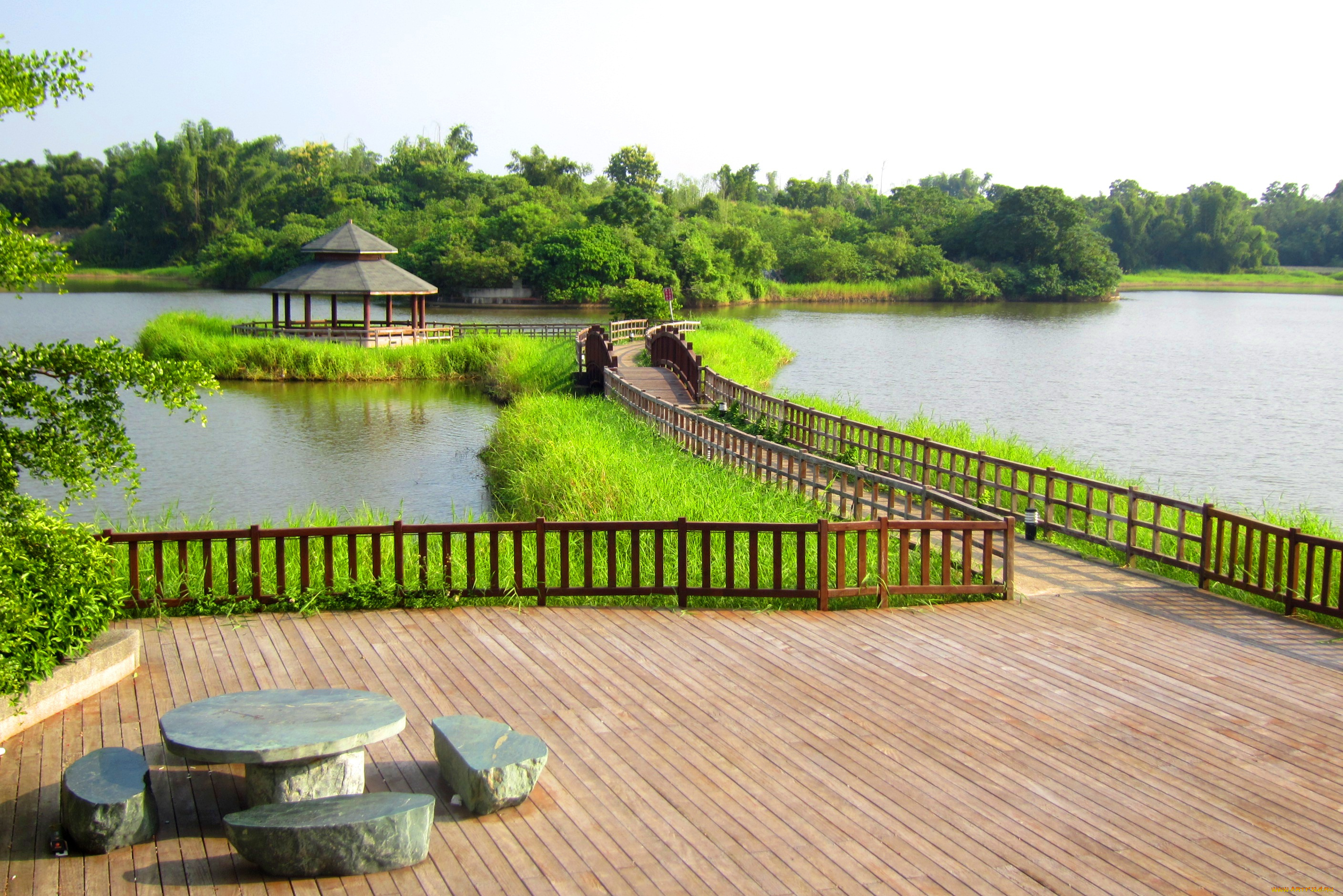 beautiful, lake, природа, реки, озера, беседка, настил, мостик, островок, озеро