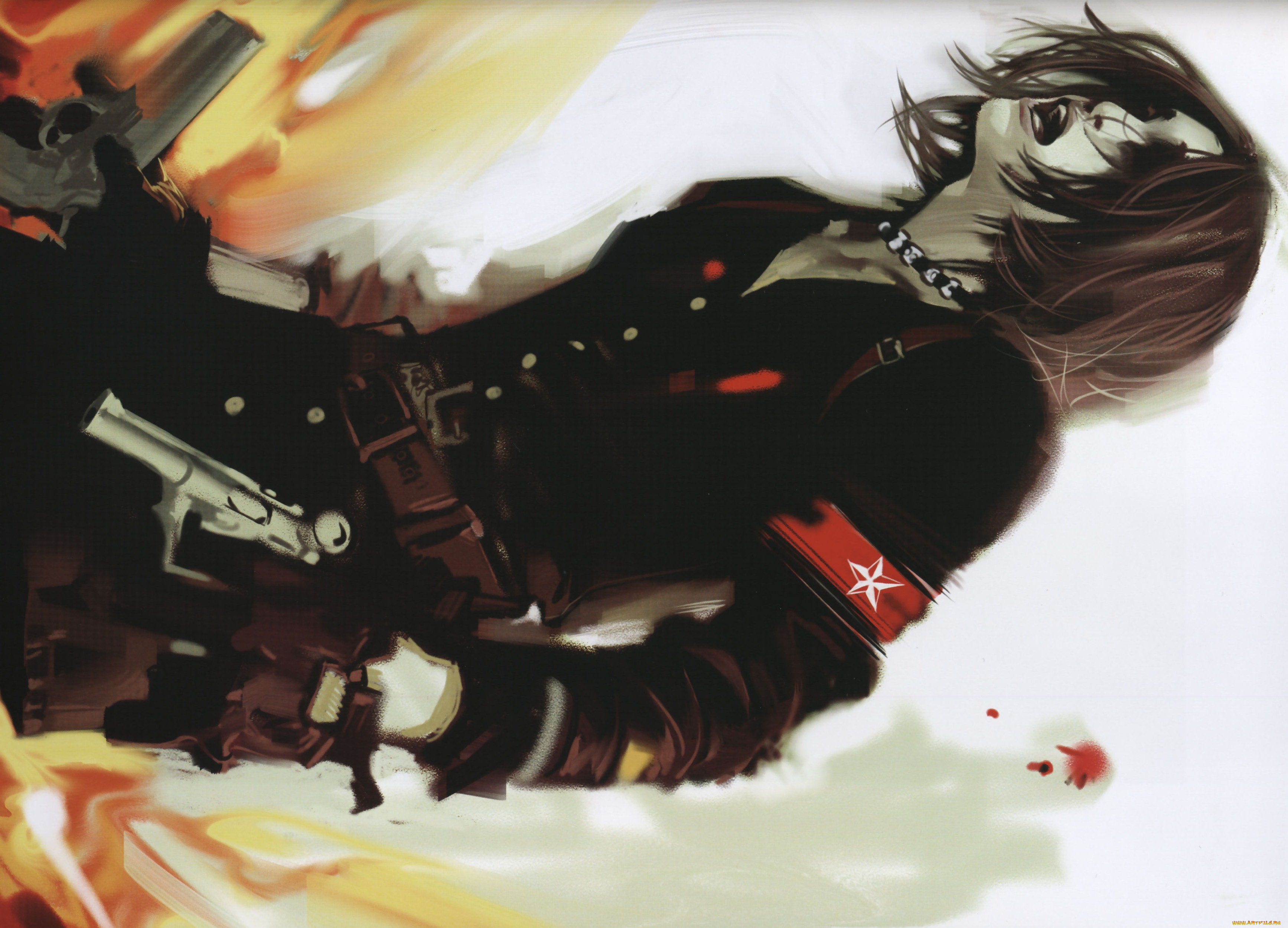 benjamin, mangaka, io, art, of, the, wired, artbook, аниме, weapon, blood, technology, пистолеты, звезда, парень, повязка