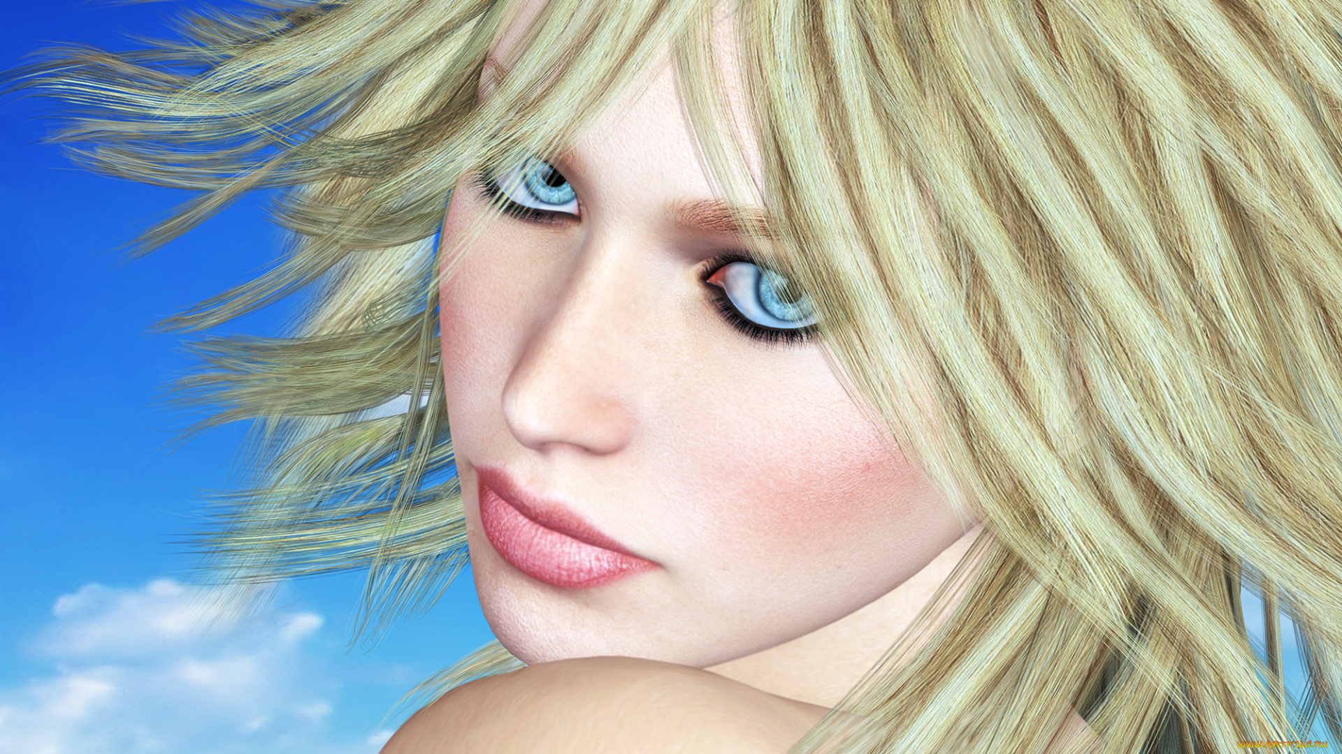 3д, графика, portraits, портрет, глаза, волосы