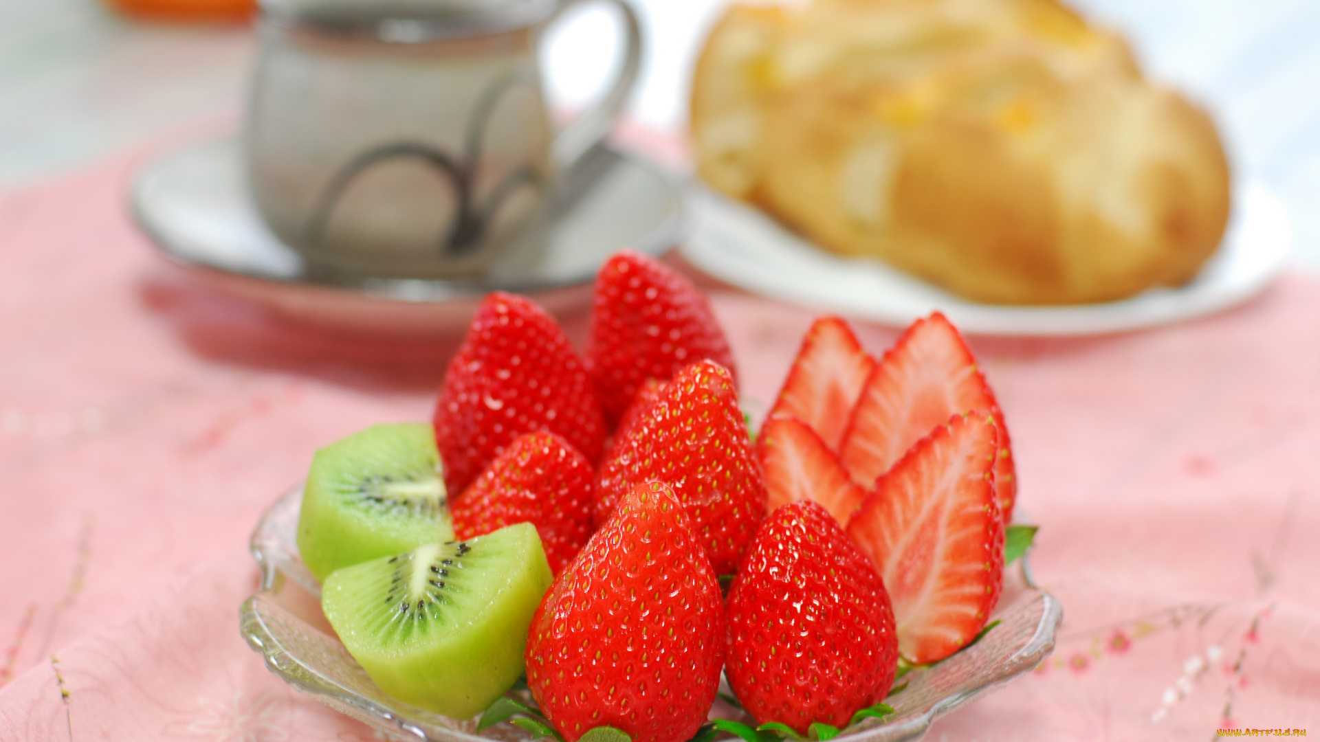 еда, фрукты, ягоды, клубника, киви