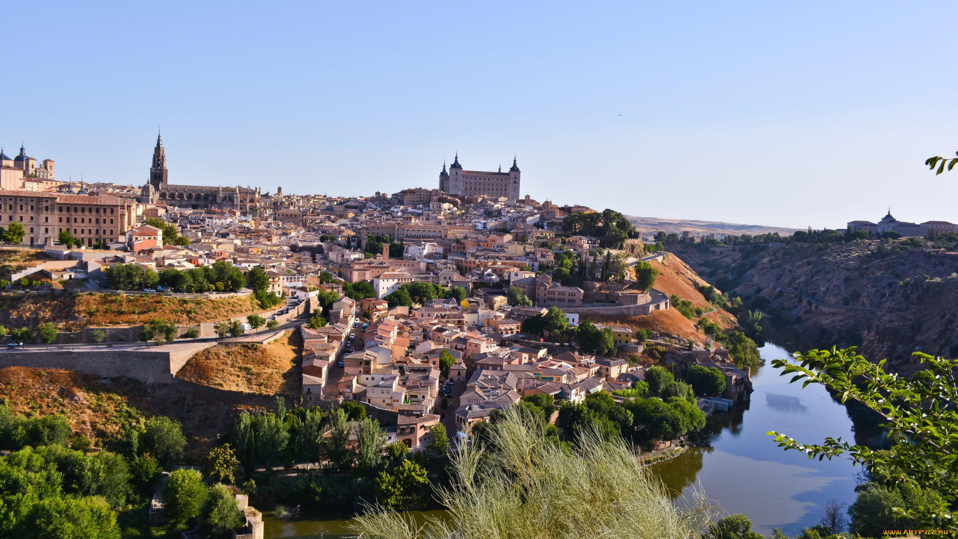 города, толедо, испания, река, панорама