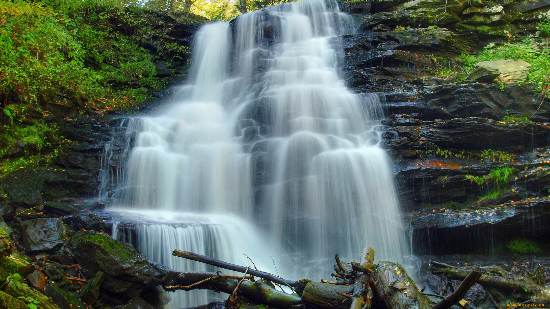 природа, водопады, камни, вода