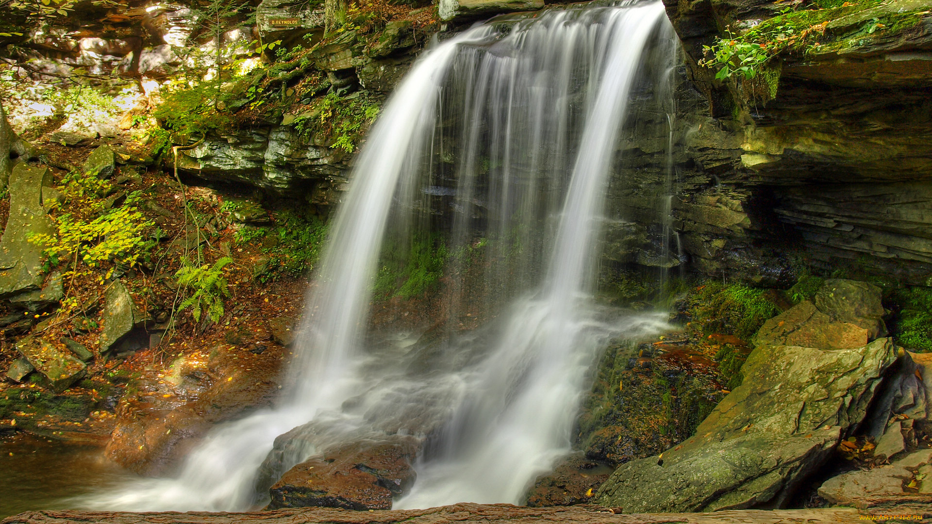 природа, водопады, скала, вода