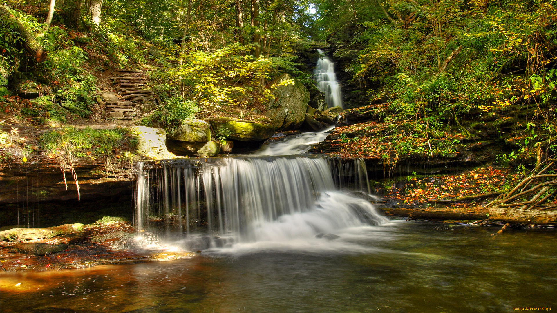 природа, водопады, вода, лес